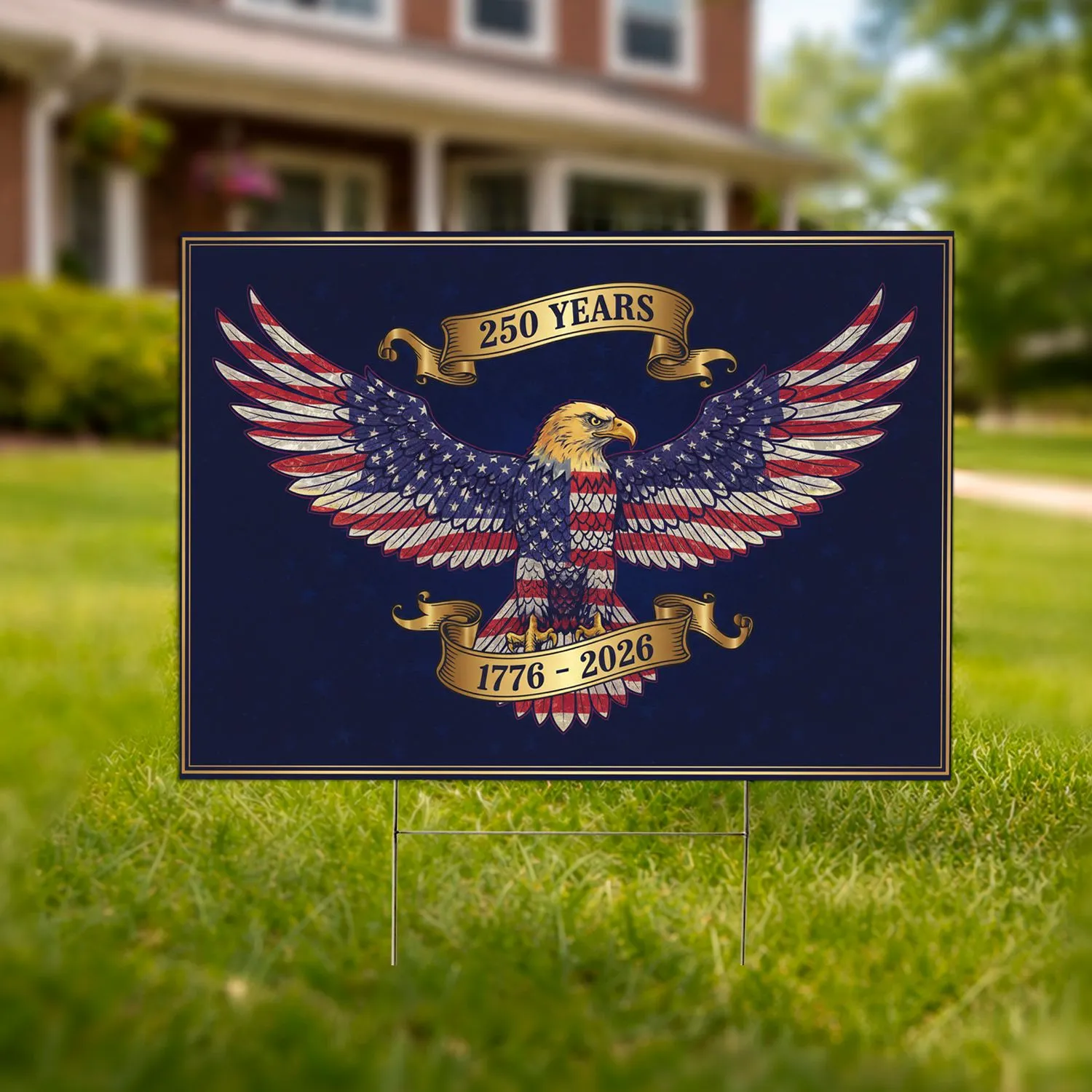 Bald Eagle American Flag 1776-2026 - USA 250th Anniversary Independence Day Gift for Dads Yard Sign - 1