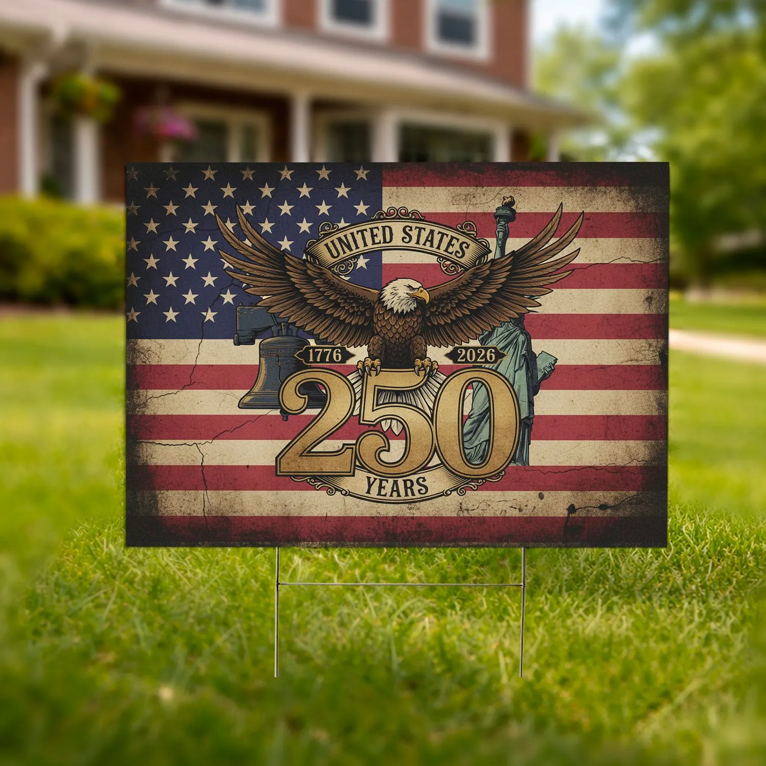 Bald Eagle American Flag 1776-2026 - USA 250th Anniversary Patriotic Gift for Veterans Yard Sign - 1