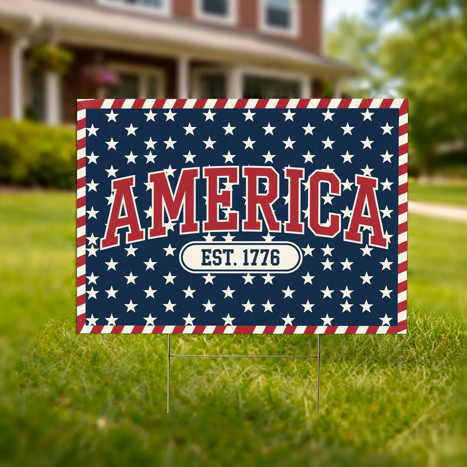 AMERICA EST. 1776 Collegiate - USA 250th Anniversary Patriotic Flag Design Yard Sign - 1
