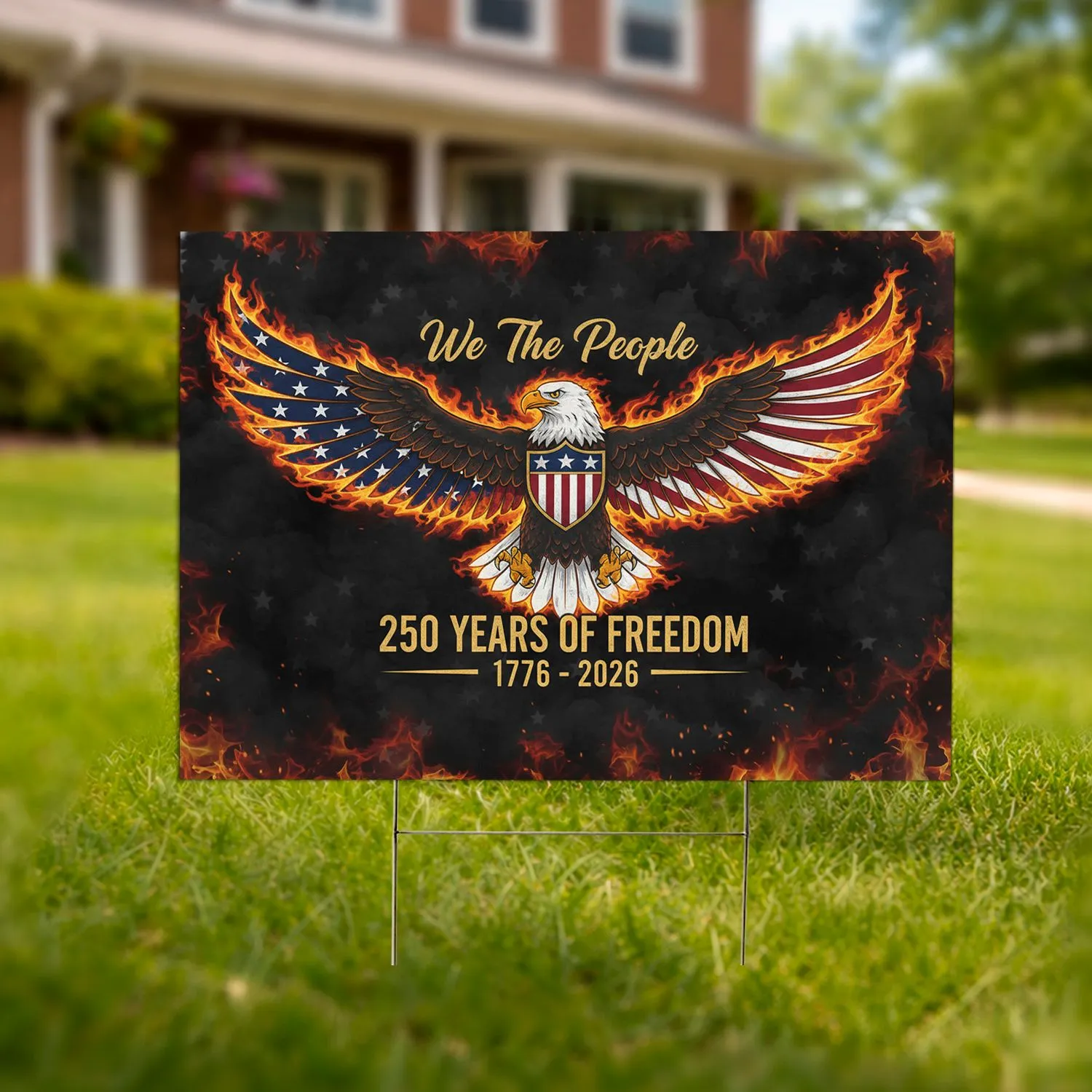 Bald Eagle American Flag We The People - USA 250th Anniversary 1776-2026 Patriotic Yard Sign - 1