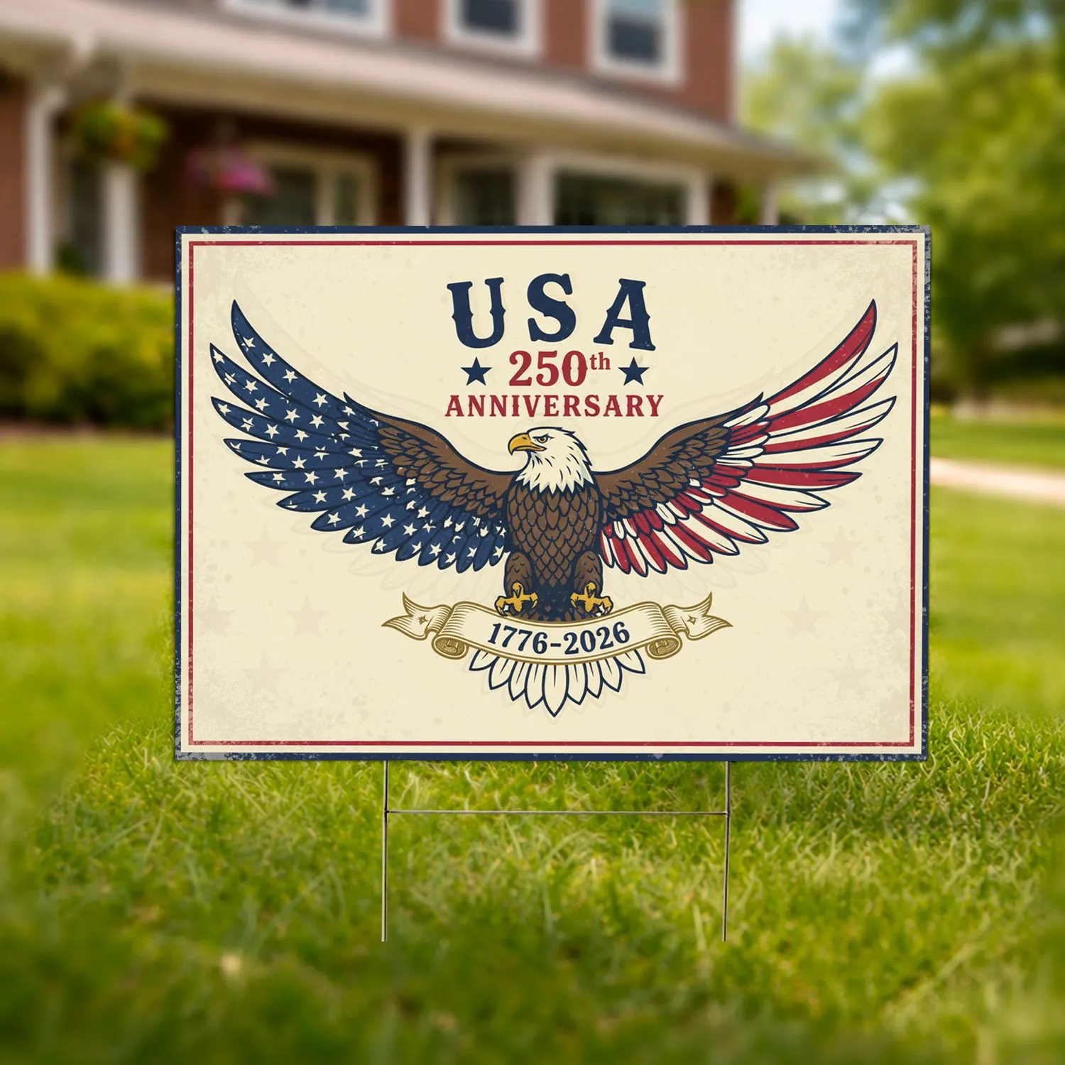 Bald Eagle American Flag 1776-2026 - USA 250th Anniversary Celebration Yard Sign - 1