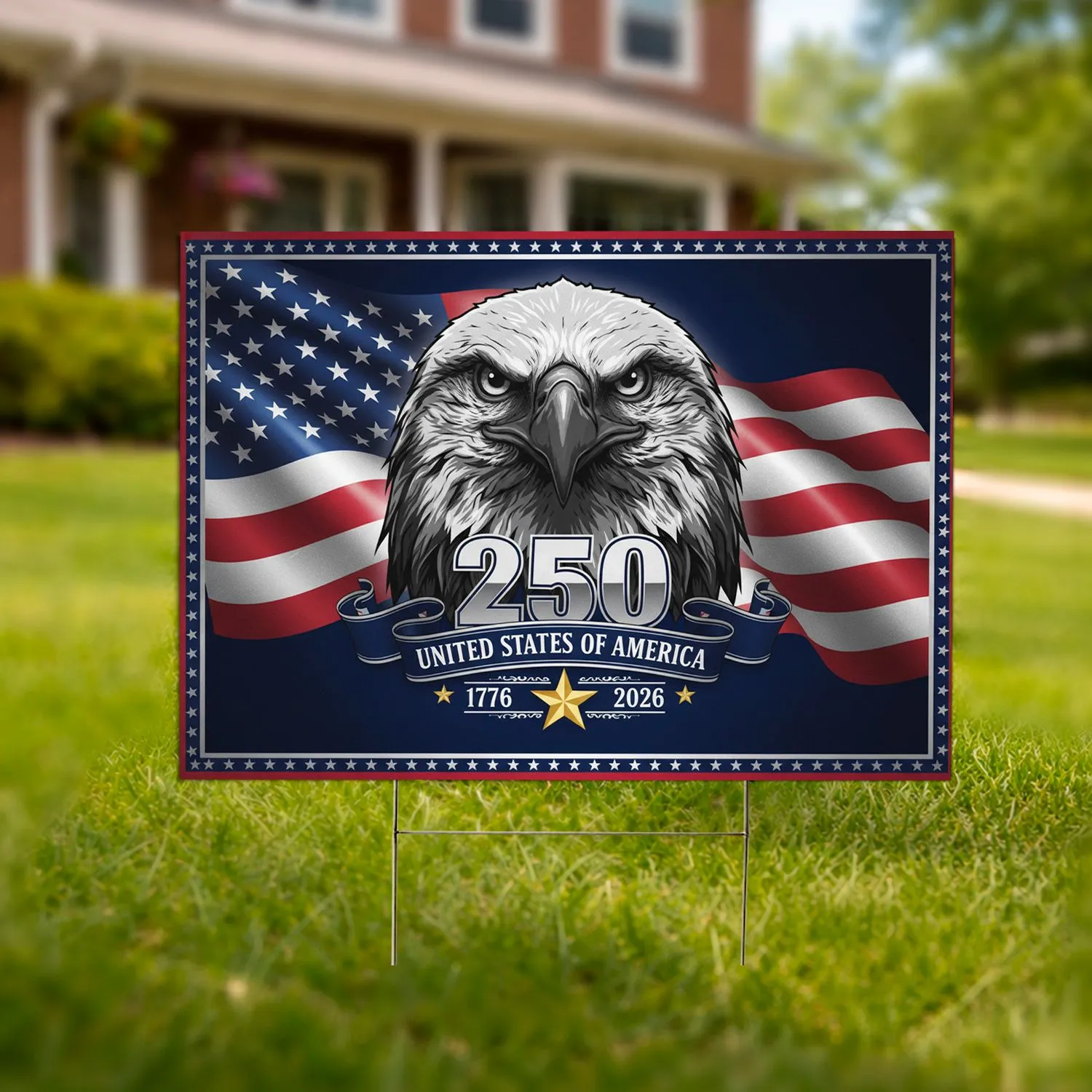 Bald Eagle American Flag 1776-2026 - USA 250th Anniversary Patriotic Celebration Yard Sign - 1