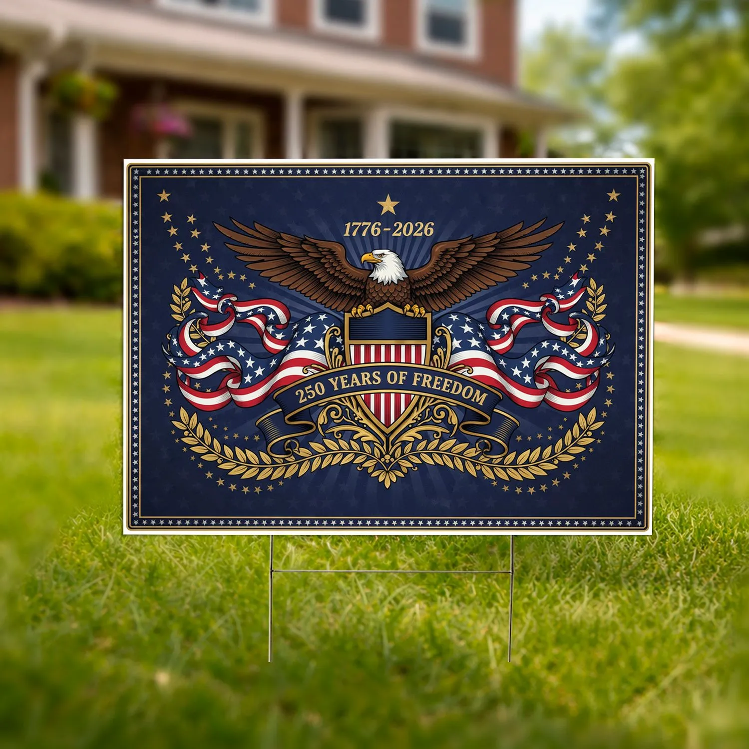 Bald Eagle American Flag 1776-2026 - USA 250th Anniversary Independence Day Celebration Yard Sign - 1