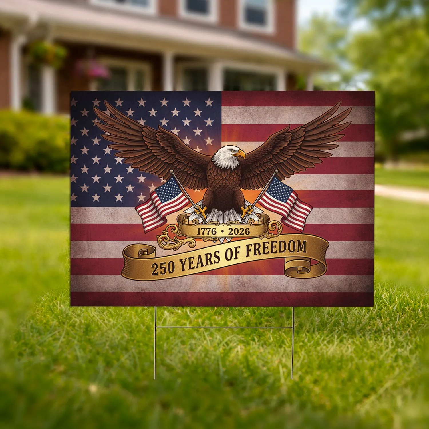Bald Eagle American Flag 1776-2026 - USA 250 Years of Freedom Gift for Veterans Yard Sign - 1