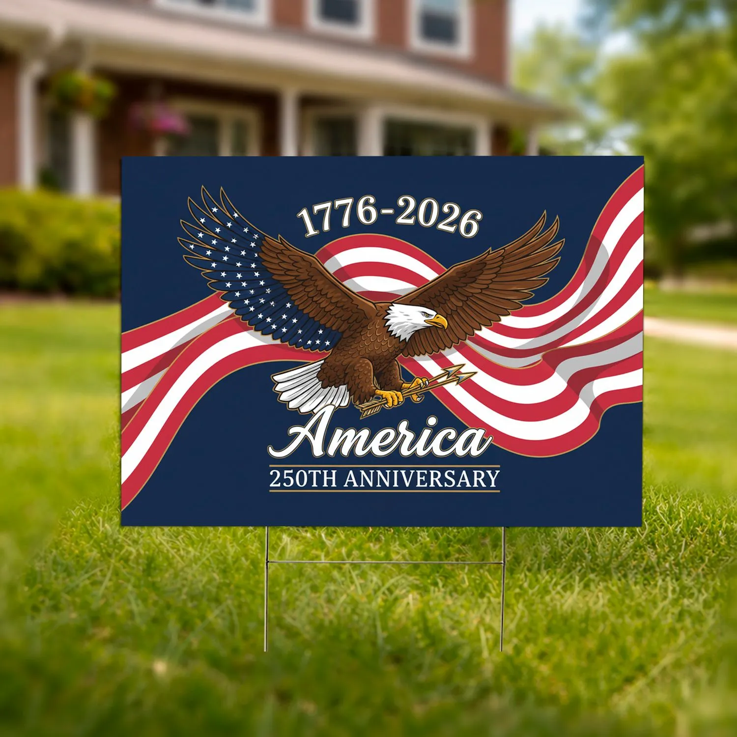 Bald Eagle American Flag 1776-2026 - USA 250th Anniversary America's Freedom Yard Sign - 1