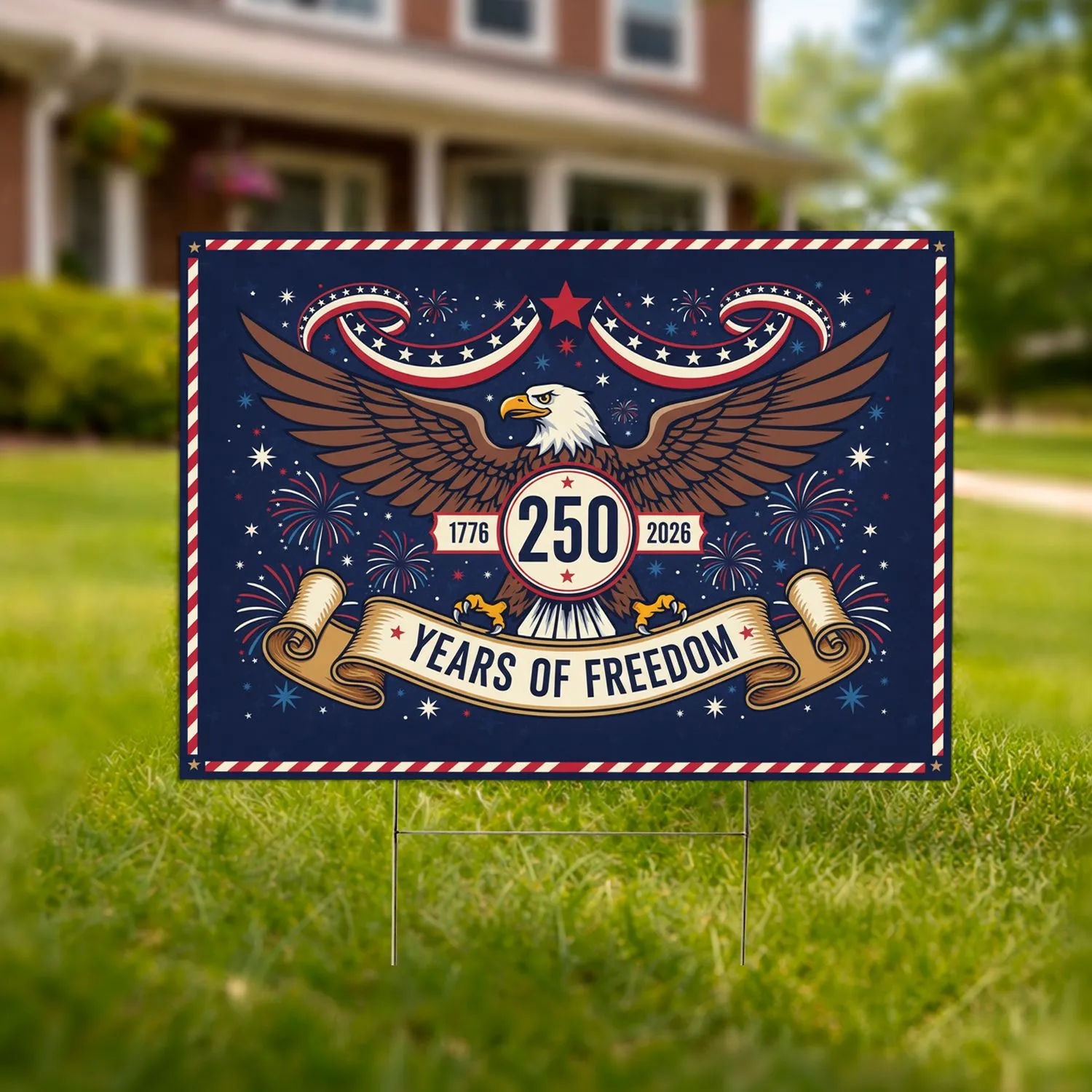 Bald Eagle 250th Anniversary 1776-2026 - USA Years of Freedom Independence Day Flag for Veterans Yard Sign - 1