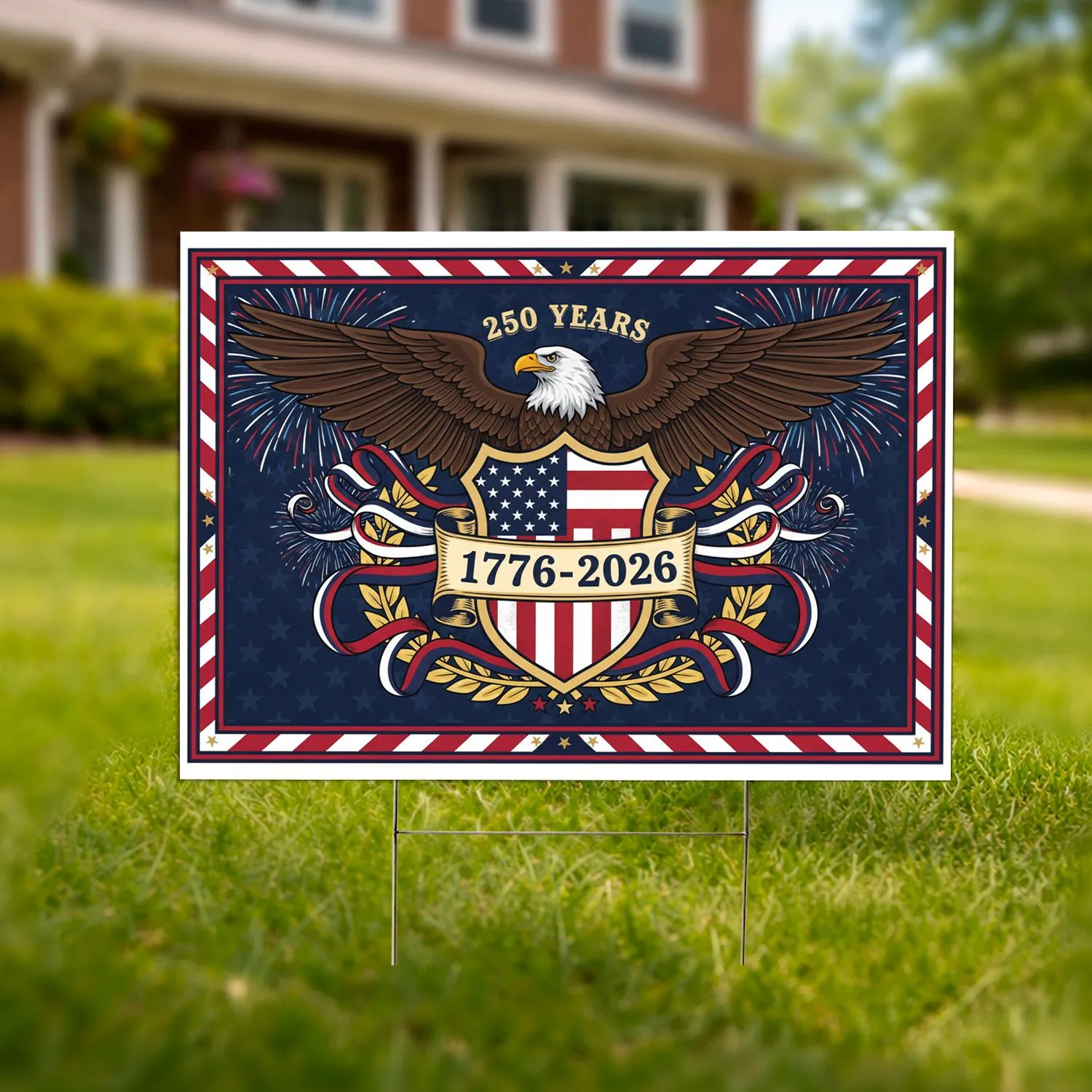 Bald Eagle American Flag 1776-2026 - USA 250th Anniversary Patriotic Gift for Veterans Yard Sign - 1