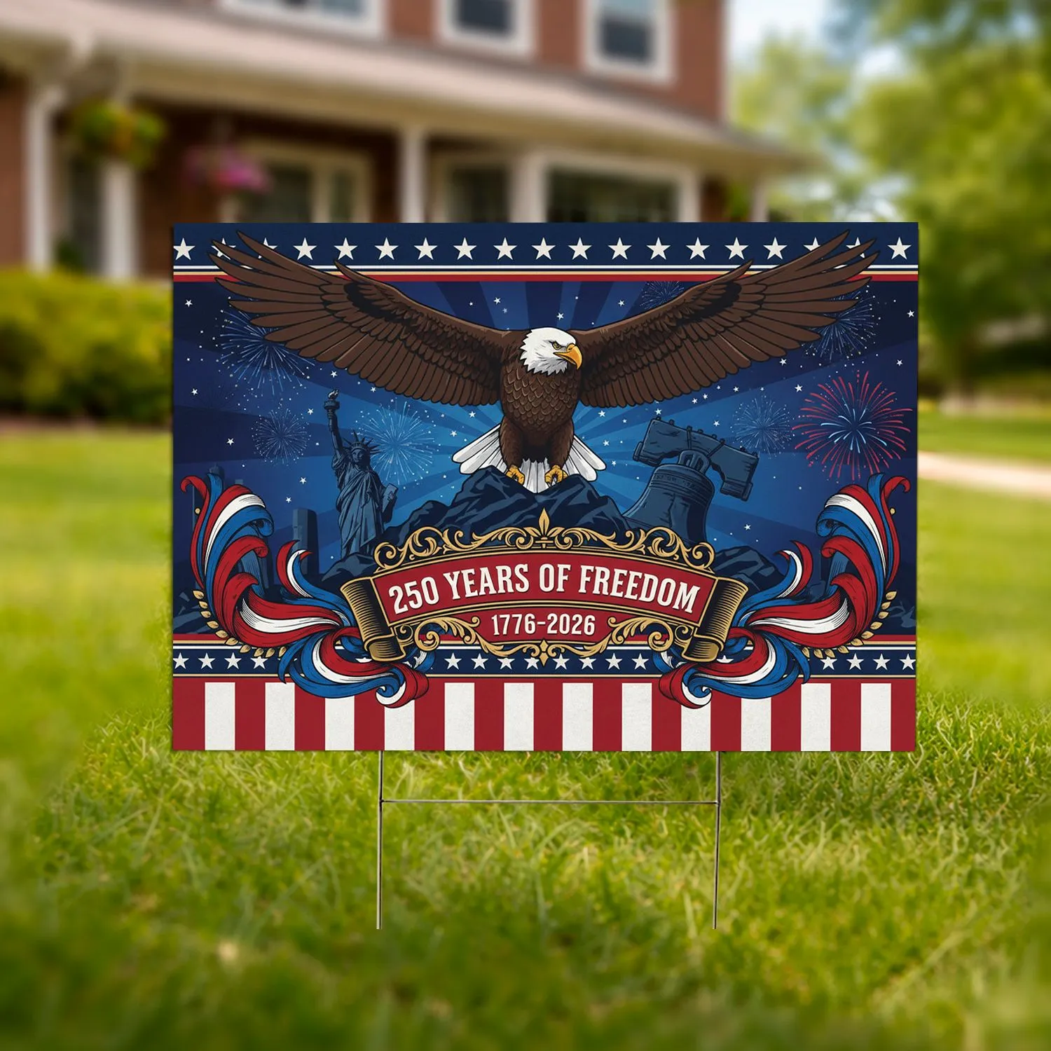 Bald Eagle American Flag 1776-2026 - USA 250th Anniversary Independence Day Gift for Veterans Yard Sign - 1