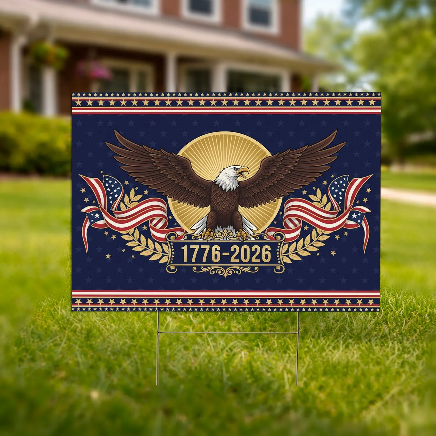Bald Eagle American Flag 1776-2026 - USA 250th Anniversary Patriotic Gift for Veterans Yard Sign - 1