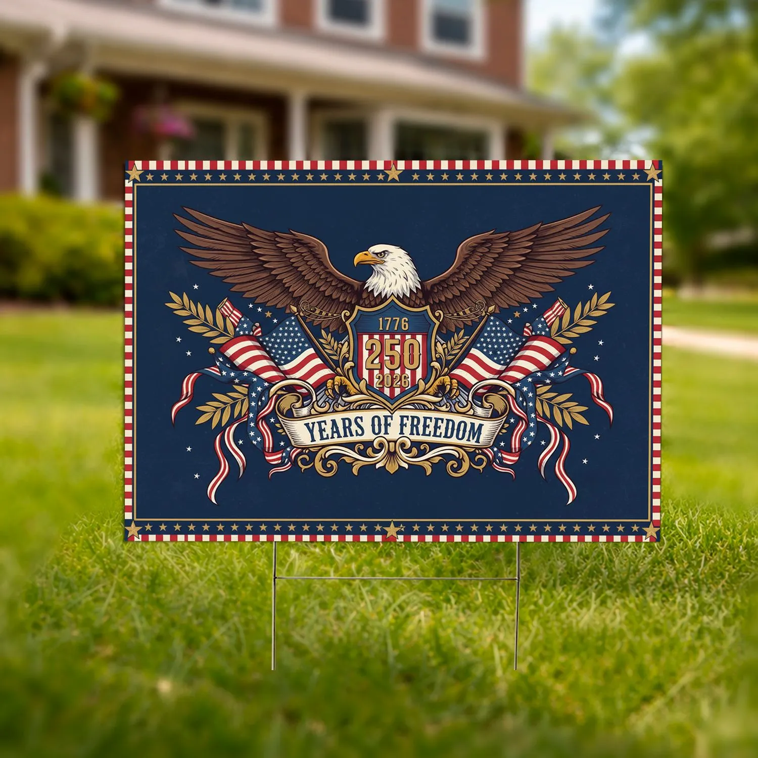 Bald Eagle American Flag 1776-2026 - USA 250th Anniversary Independence Day Gift for Dad Yard Sign - 1