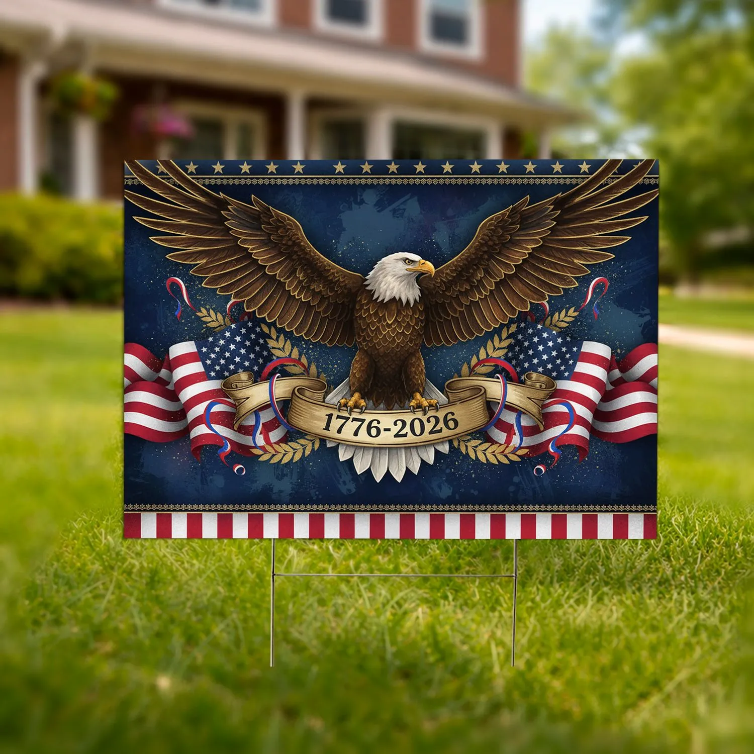 Bald Eagle American Flag 1776-2026 - USA 250th Anniversary Independence Day Gift for Dad Yard Sign - 1