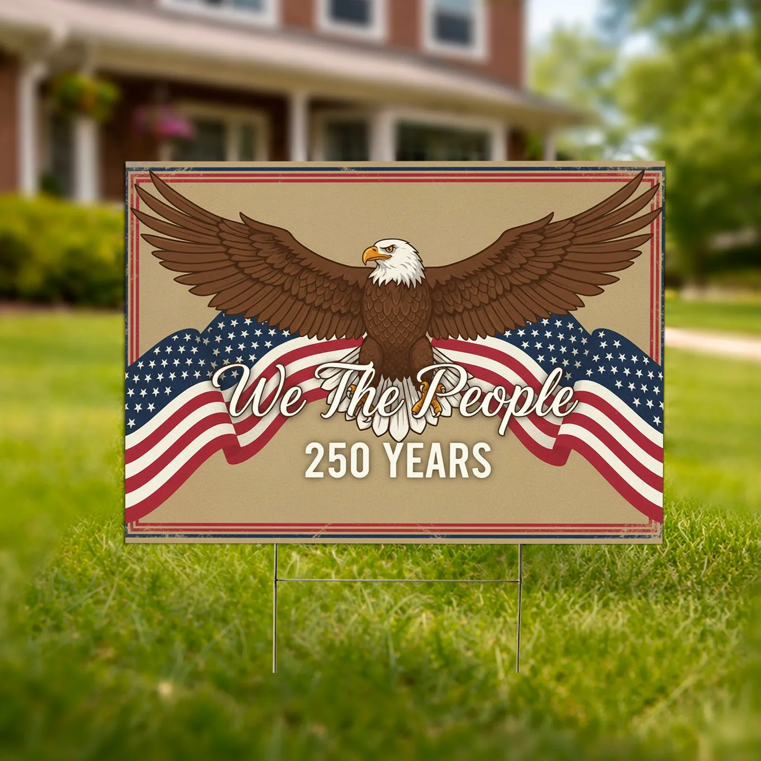 Bald Eagle American Flag "We The People" 1776-2026 - USA 250th Anniversary Gift for Veterans Yard Sign - 1