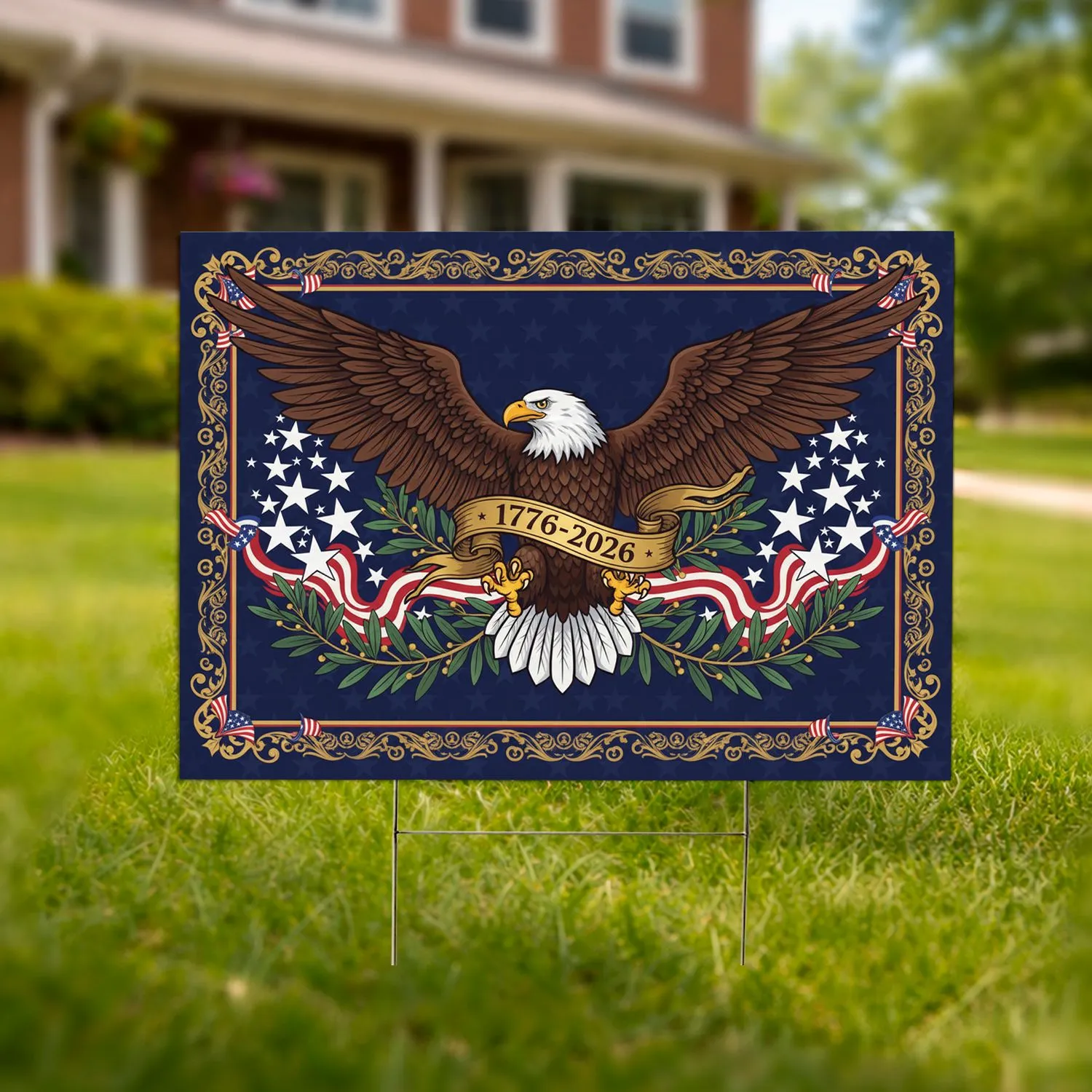 Bald Eagle American Flag 1776-2026 - USA 250th Anniversary Independence Day Gift for Veterans Yard Sign - 1