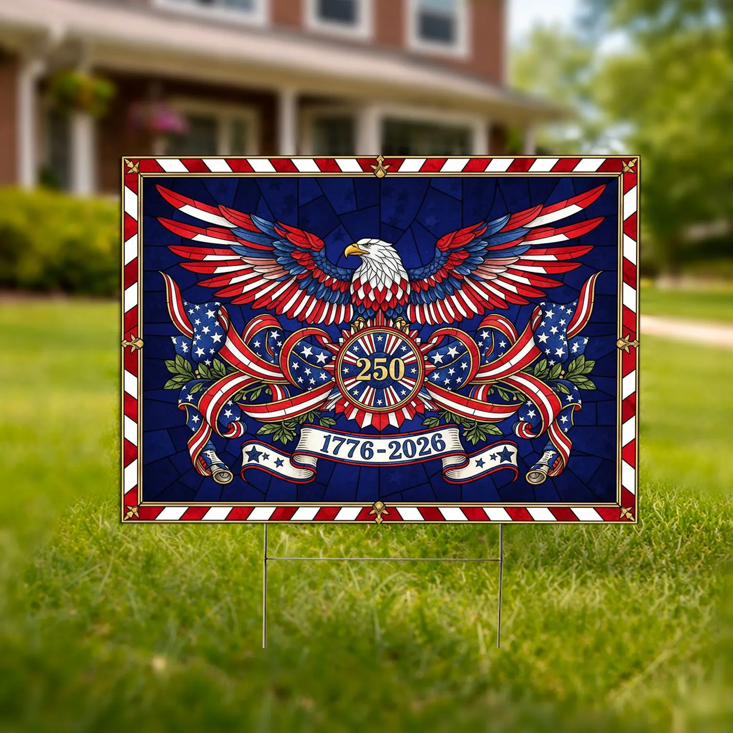 Bald Eagle American Flag 1776-2026 - USA 250th Anniversary Patriotic Gift for Veterans Yard Sign - 1