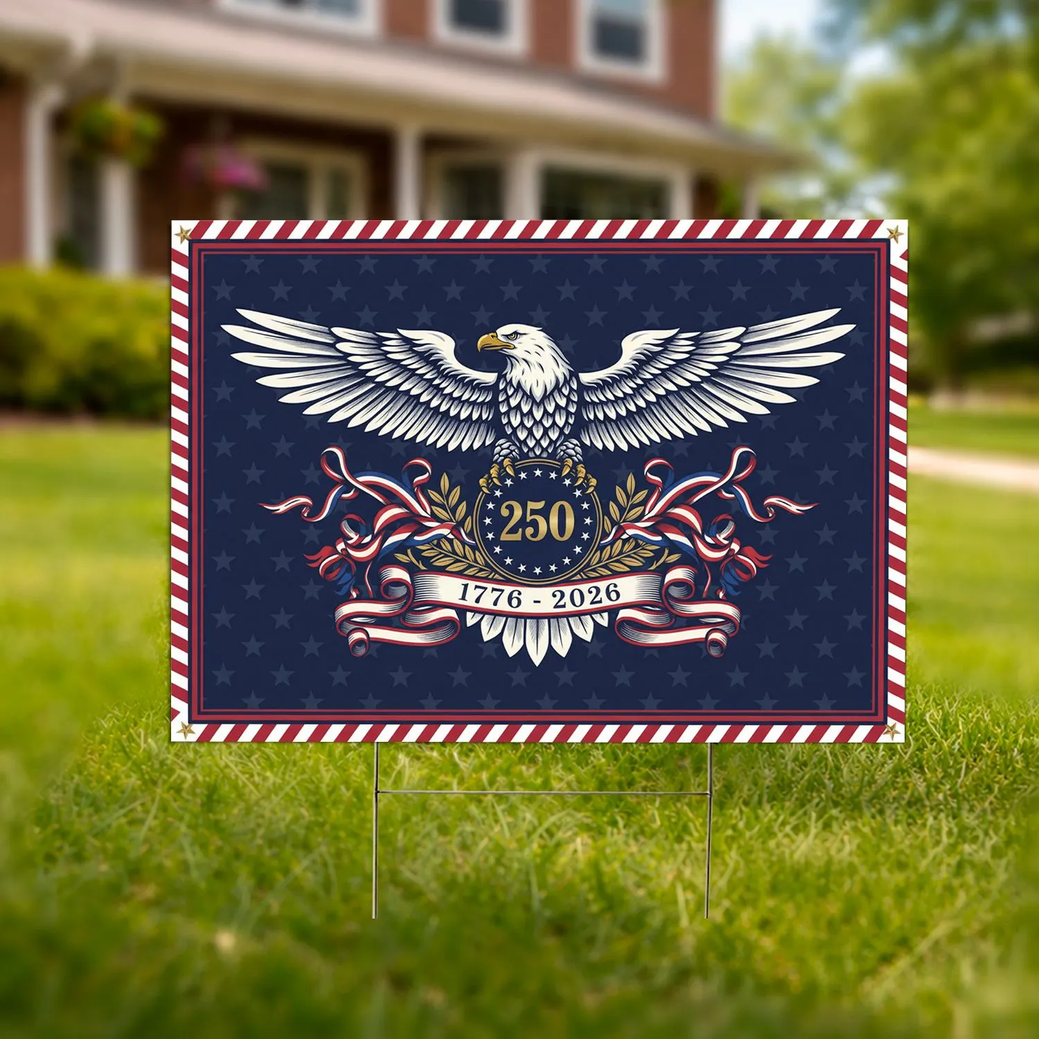 Bald Eagle American Flag 1776-2026 USA 250th Anniversary Patriotic Gift for Veterans Yard Sign - 1