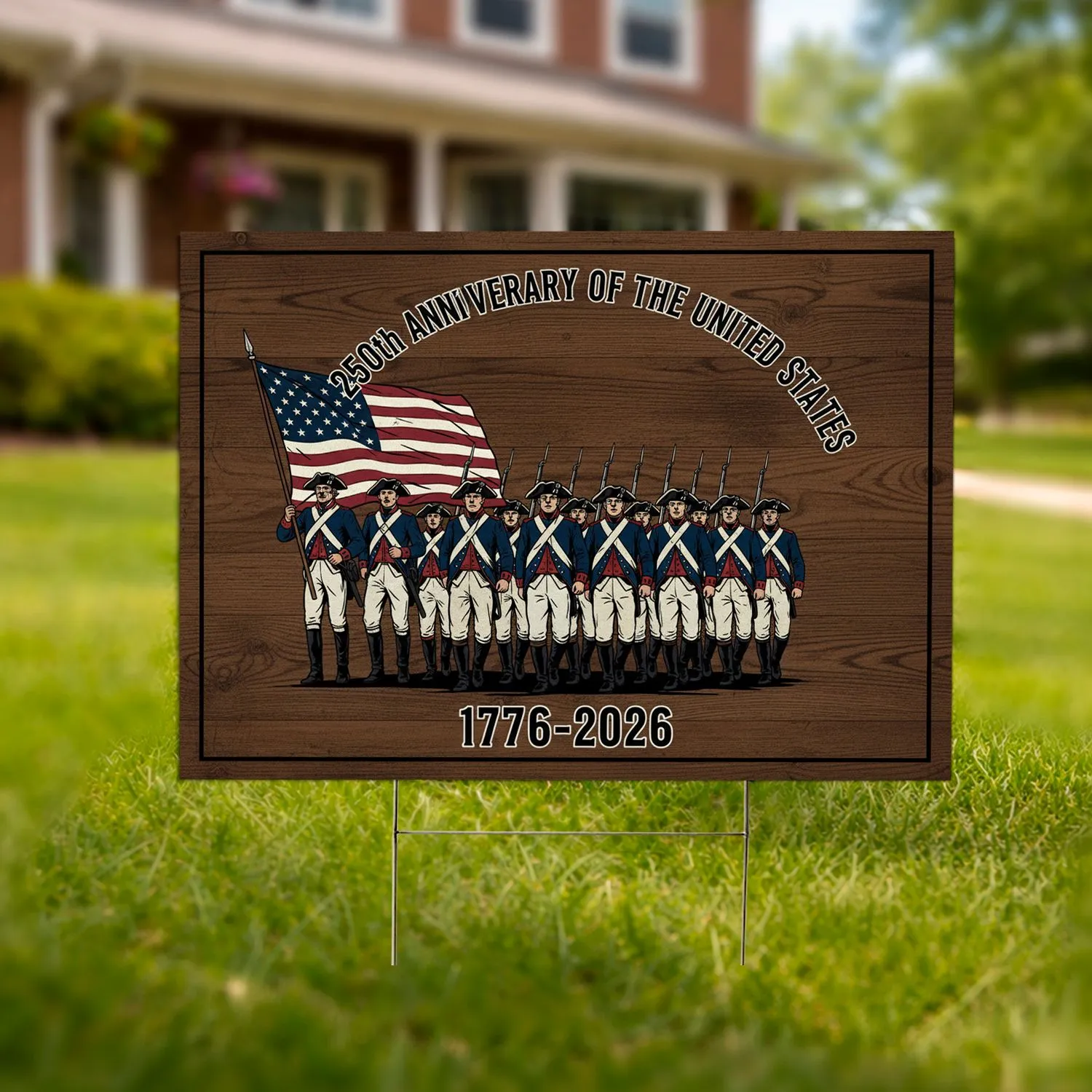 Revolutionary War Soldiers 1776 Flag - USA 250th Anniversary (1776-2026) Americana Art Yard Sign - 1