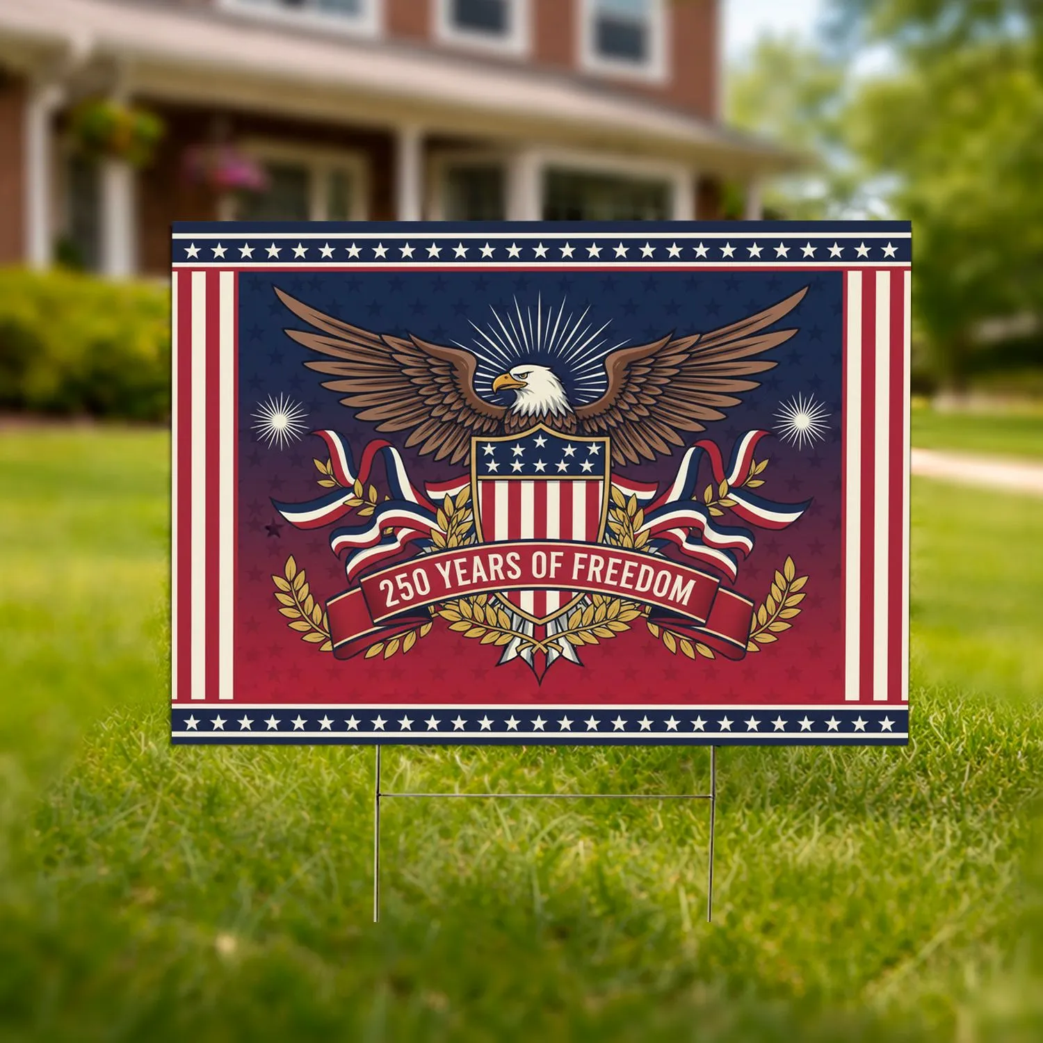 Bald Eagle American Flag 1776-2026 - USA 250th Anniversary Freedom Celebration Yard Sign - 1