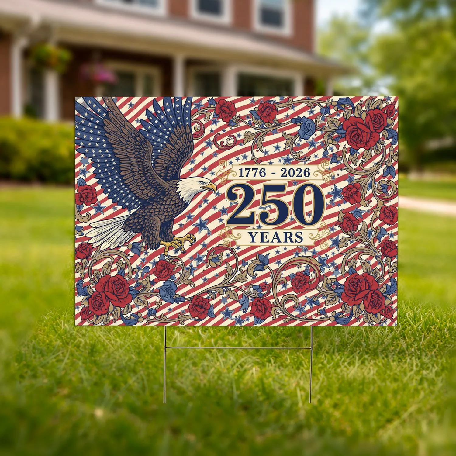 Bald Eagle 250 Years 1776-2026 Stars Stripes - USA 250th Anniversary Independence Day Yard Sign - 1