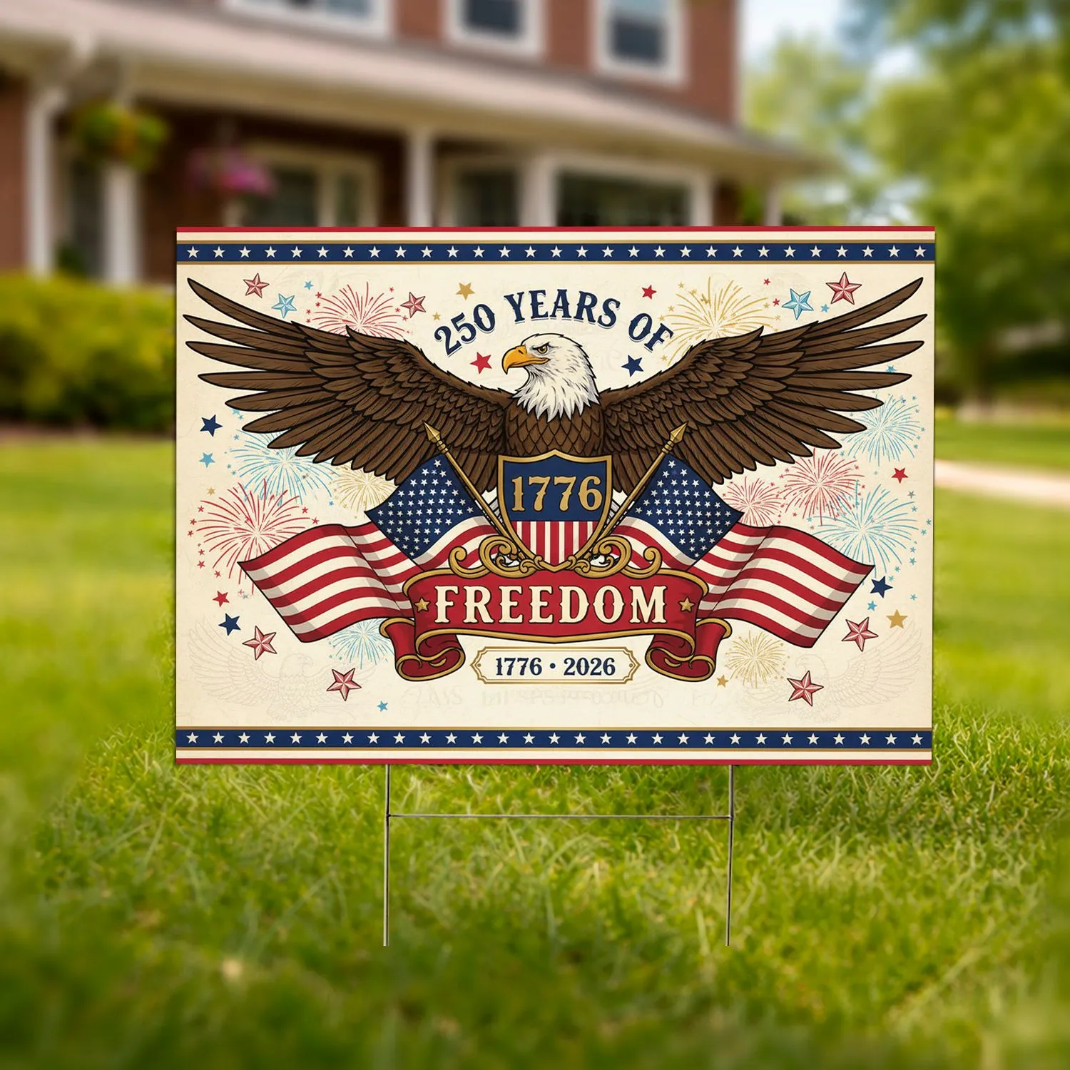 Bald Eagle American Flag 1776-2026 - USA 250th Anniversary Patriotic Celebration Yard Sign - 1