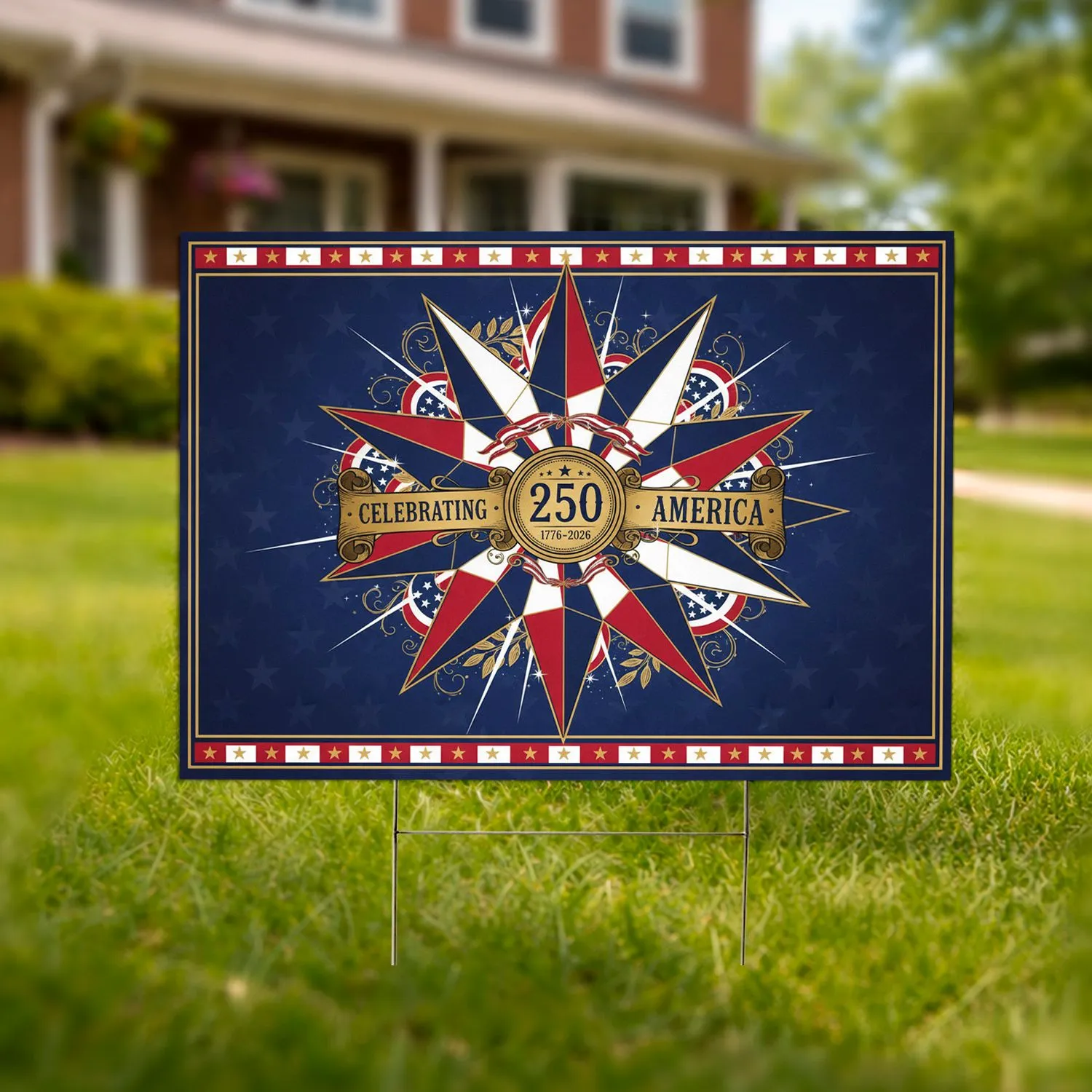 USA 250th Anniversary Star 1776-2026 - Celebrating America Patriotic Commemoration Yard Sign - 1