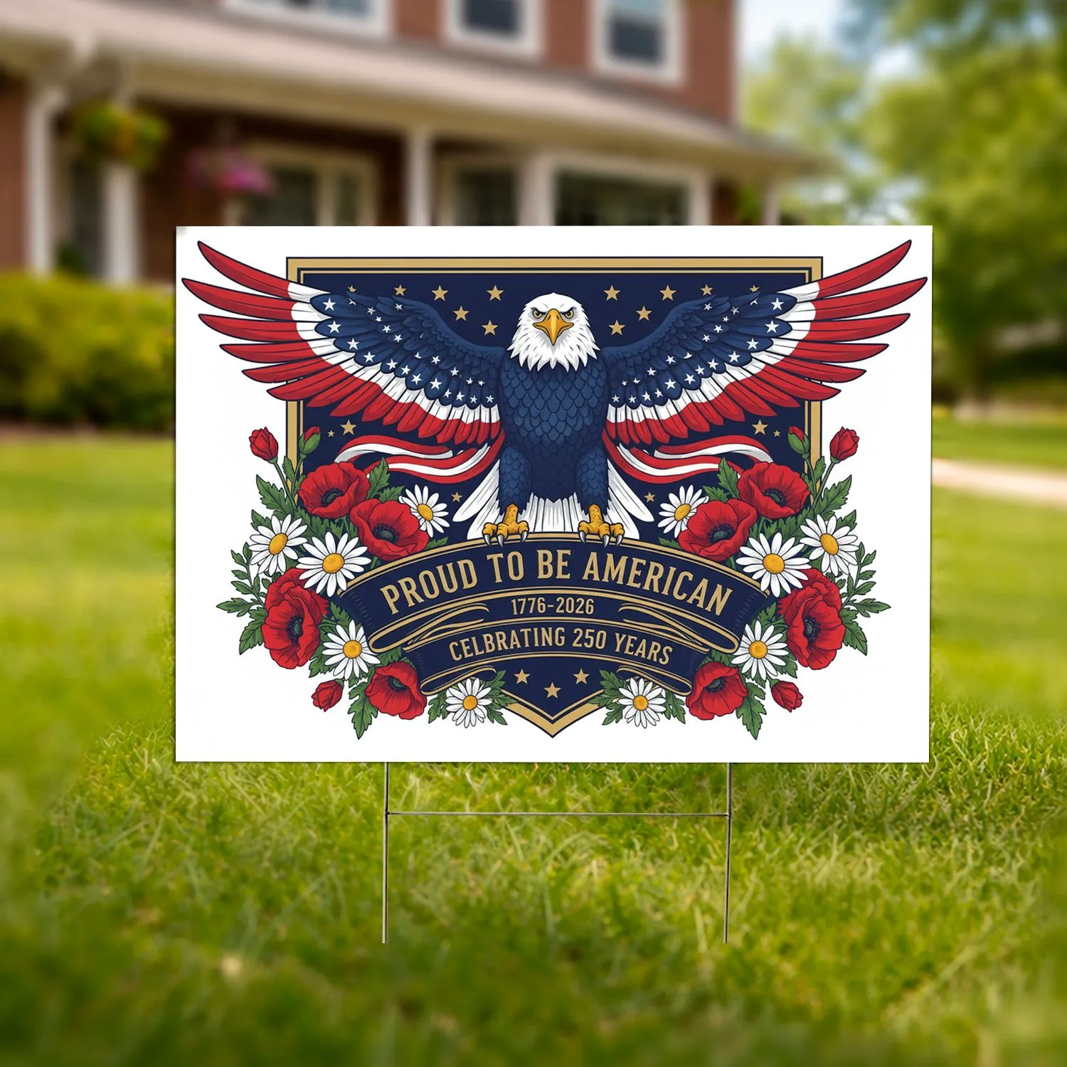 Bald Eagle American Flag 1776-2026 - USA 250th Anniversary Patriotic Gift for Veterans Yard Sign - 1