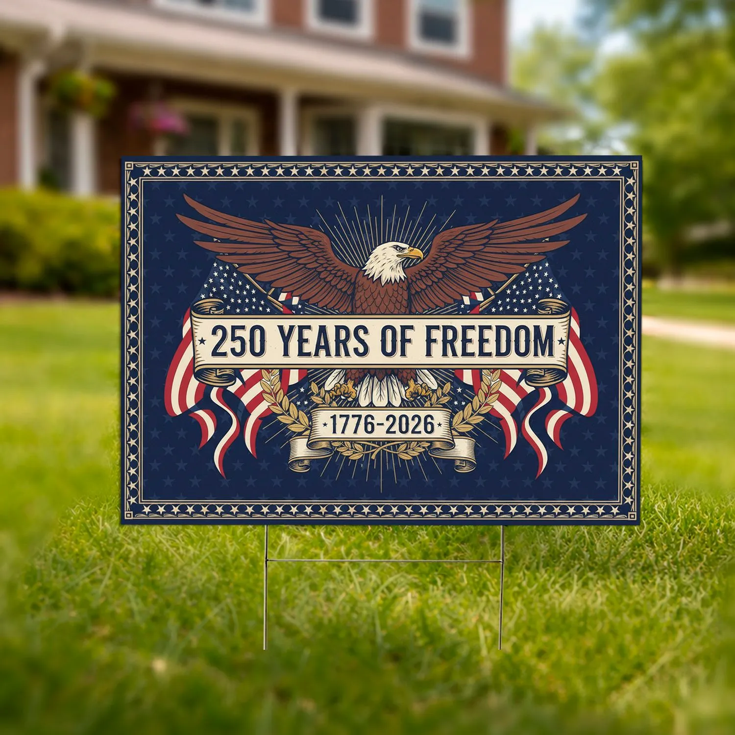 Bald Eagle American Flag 1776-2026 - USA 250th Anniversary Independence Day Gift for Dad Yard Sign - 1