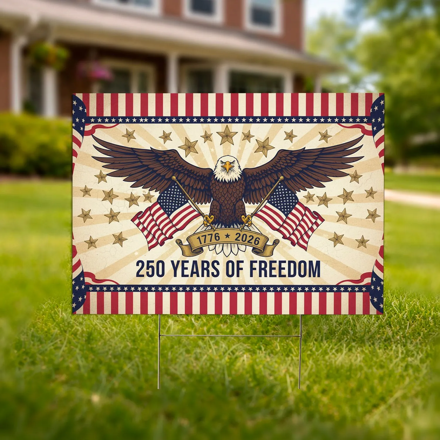 Bald Eagle American Flag 1776-2026 - USA 250th Anniversary Independence Day Gift for Veterans Yard Sign - 1