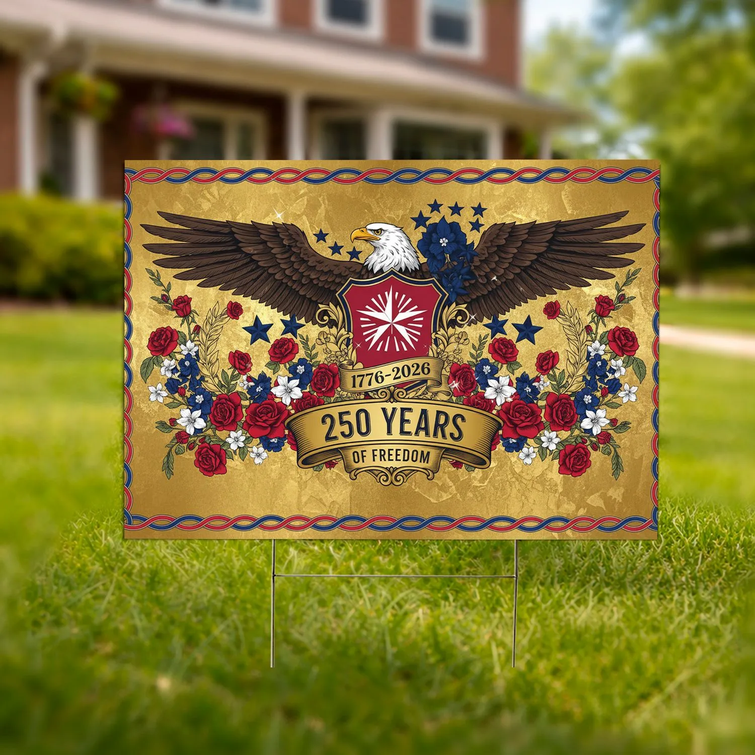 Bald Eagle Patriotic Crest 1776-2026 - USA 250th Anniversary Independence Day Yard Sign - 1
