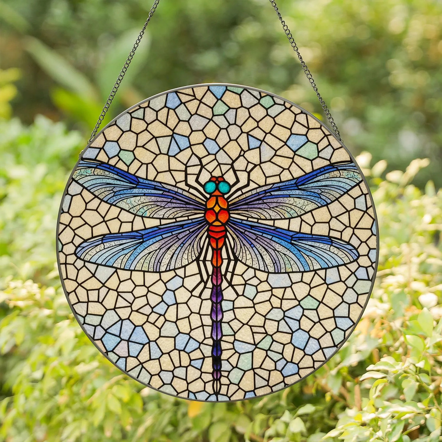 Tiffany Stained Glass Dragonfly Jewel Tones - Vibrant Mosaic Art Window Decor Gift Stained Glass Suncatcher - 1