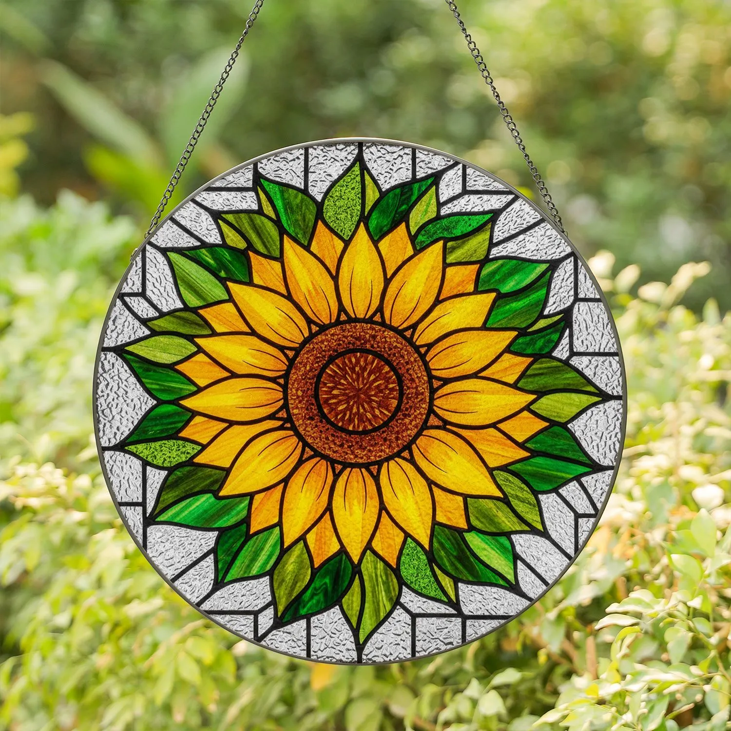 Detailed Sunflower Stained Glass Tiffany Mosaic - Intricate Floral Art Window Decor Stained Glass Suncatcher - 1