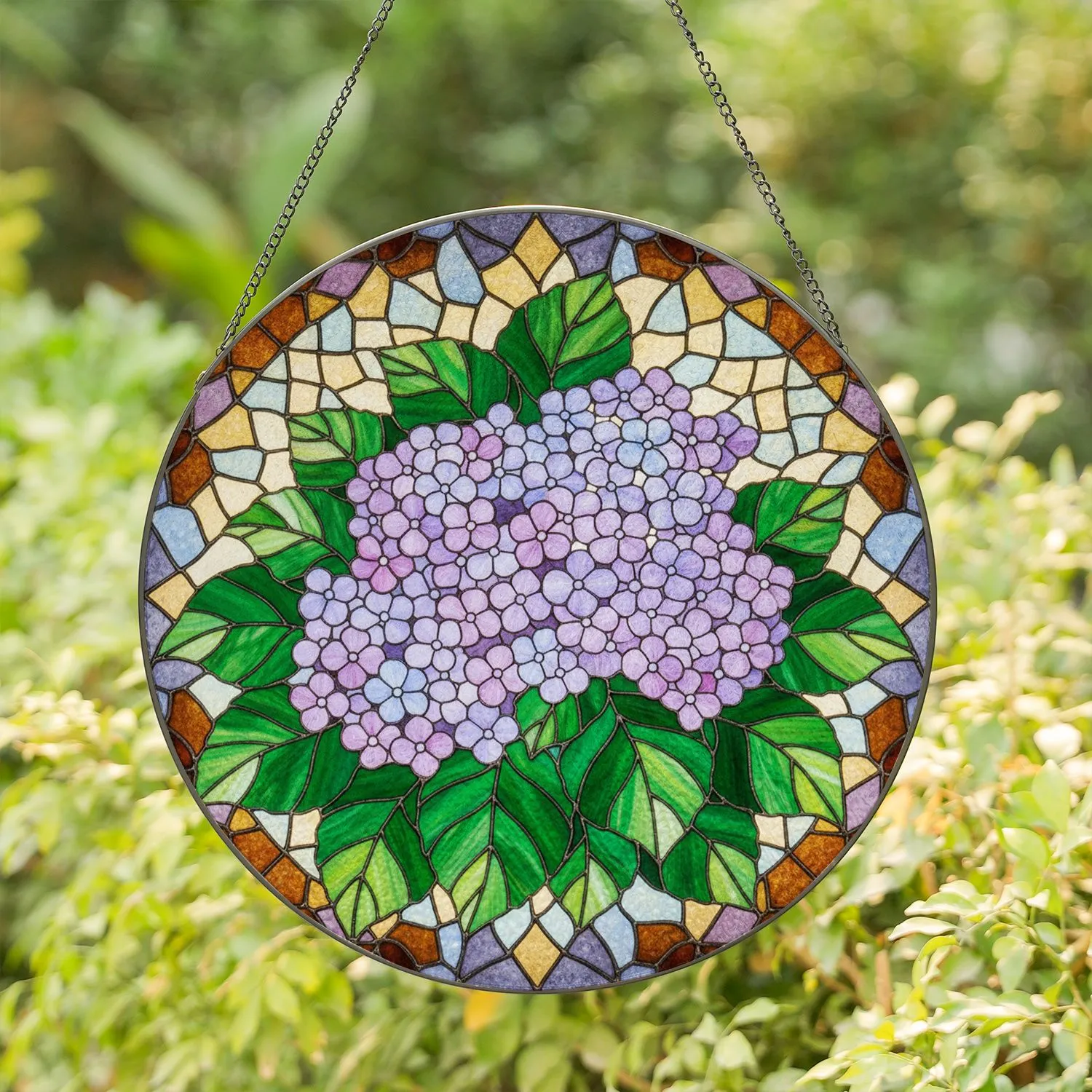 Lilac Flower Stained Glass Suncatcher, Vibrant Floral Window Decor, Nature-Inspired Art, Decorative Window Hanging, Gift for Flower Lovers - 1
