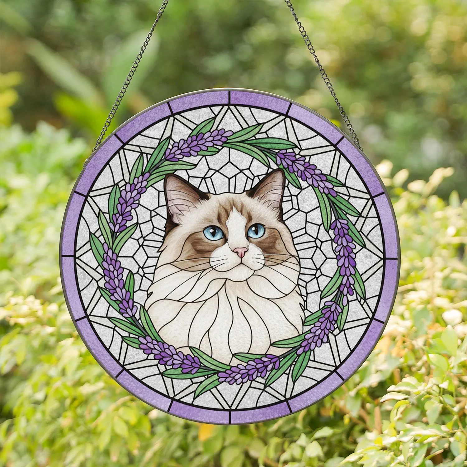 Custom Pet Portrait Stained Glass Suncatcher, Dog & Cat Photo from Glass Art, Custom Dog Portrait from Photo, Pet Memorial Gifts - 1