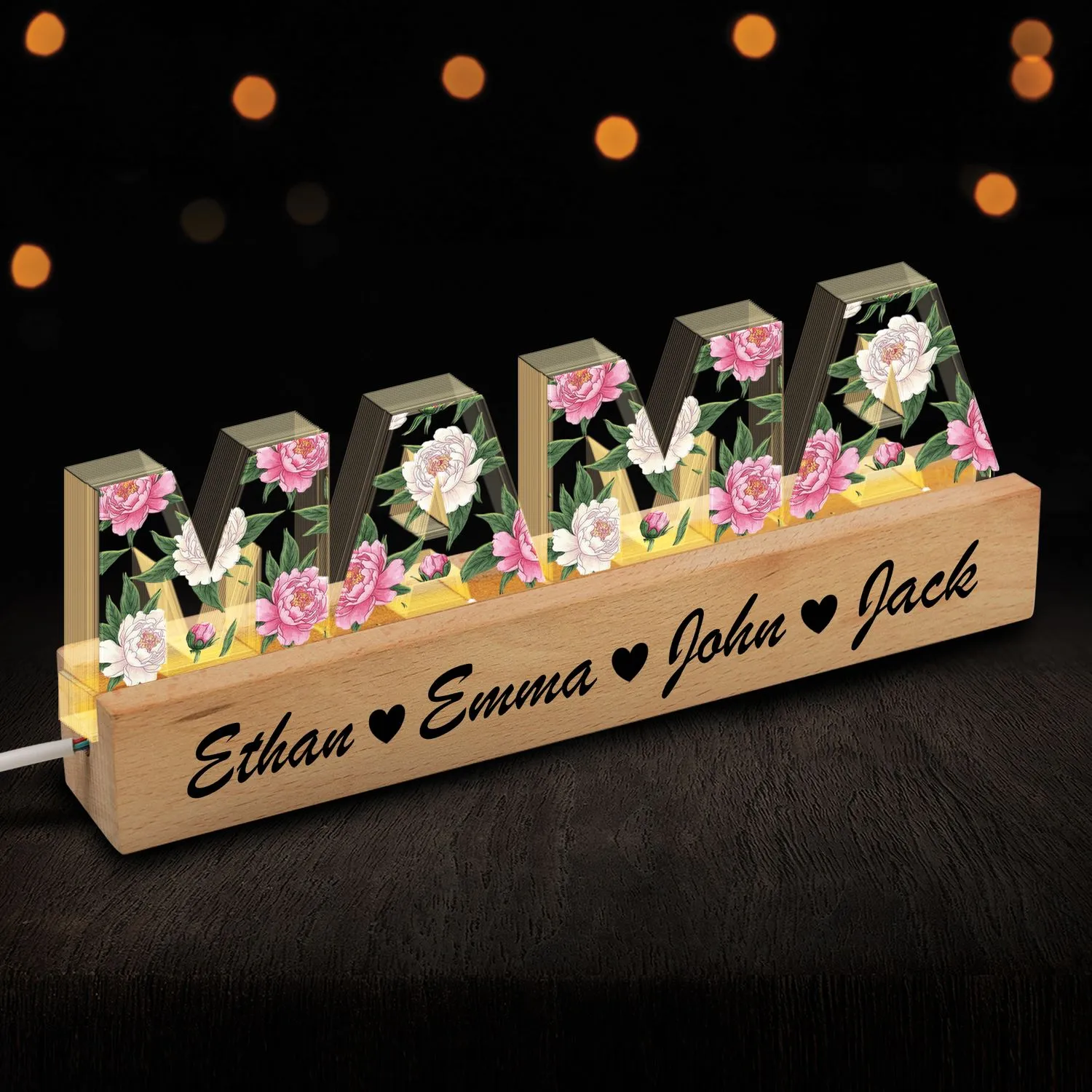 Personalized Mom And Kids Flower Night Light Mother's Day Gift - 1