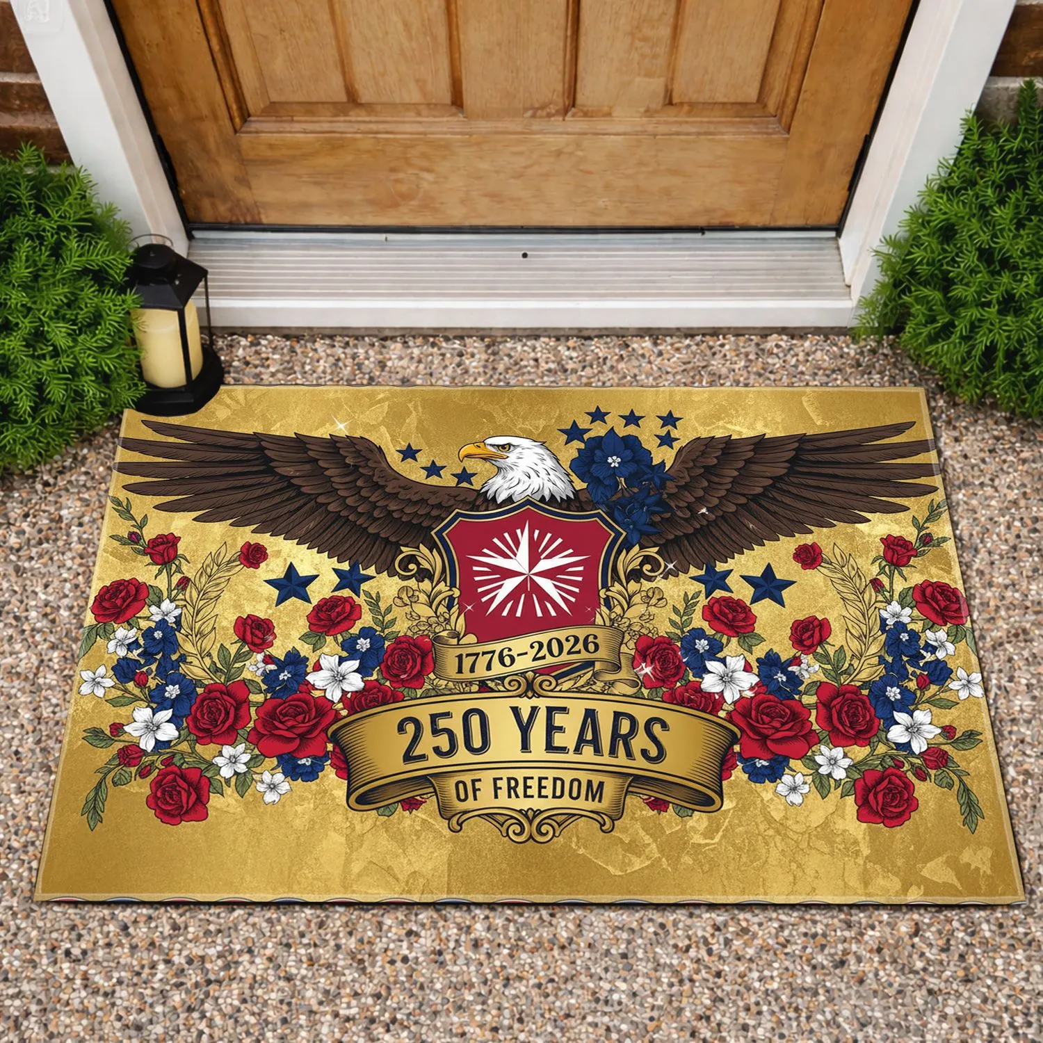 Bald Eagle Patriotic Crest 1776-2026 - USA 250th Anniversary Independence Day Doormat - 1