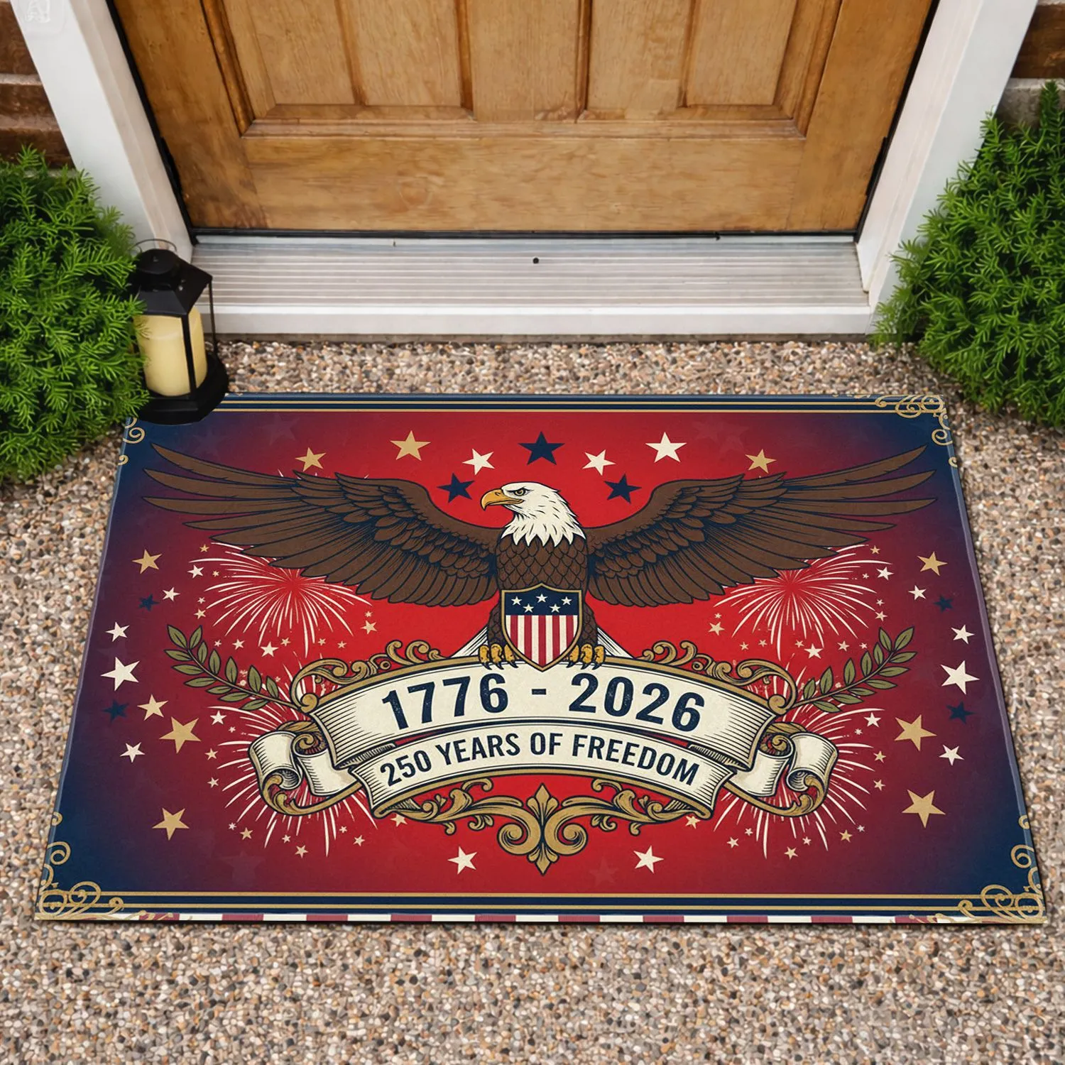 Bald Eagle American Flag Shield 1776-2026 - USA 250th Anniversary Independence Day Doormat - 1