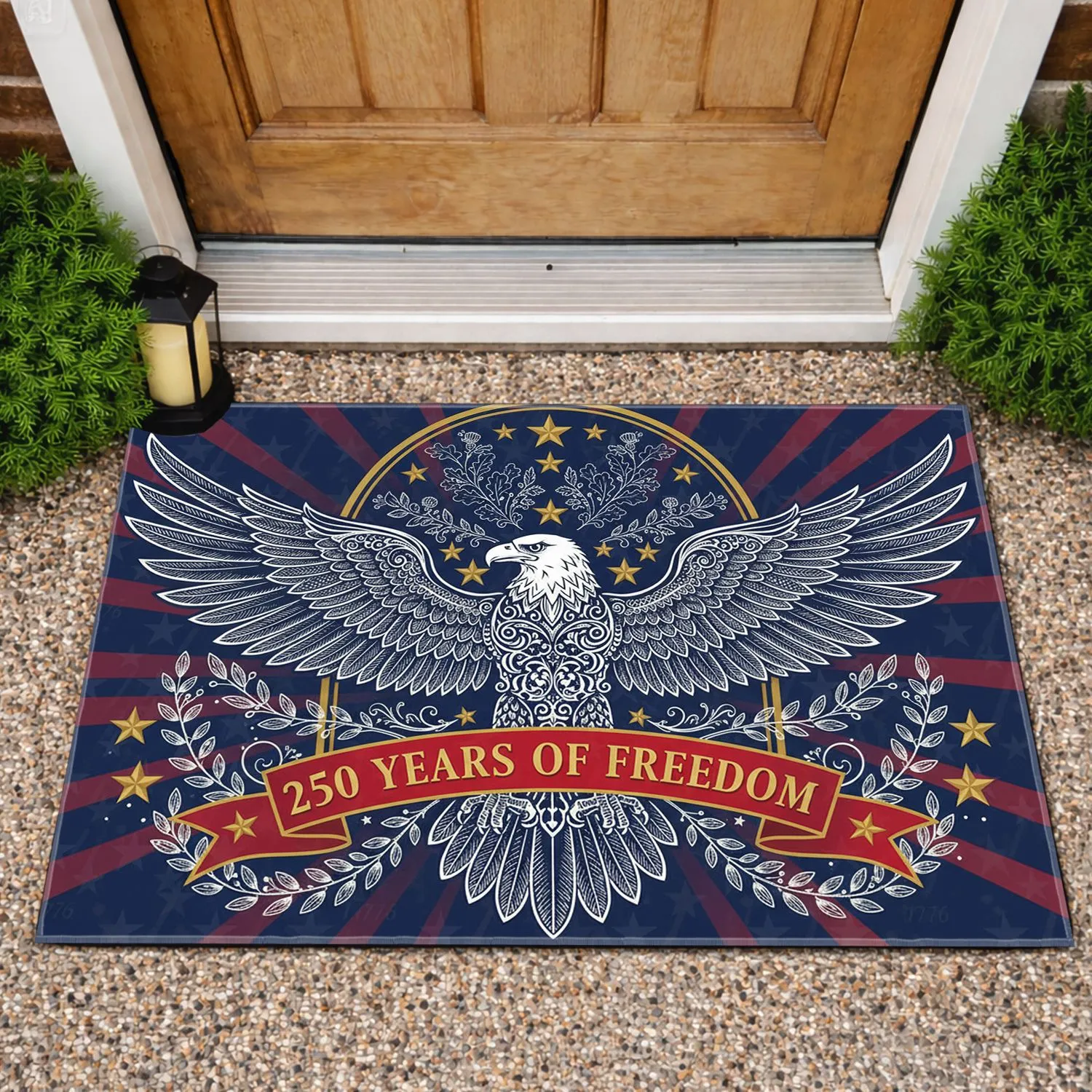 Bald Eagle American Flag 1776-2026 - USA 250 Years of Freedom Independence Day Gift for Dad Doormat - 1