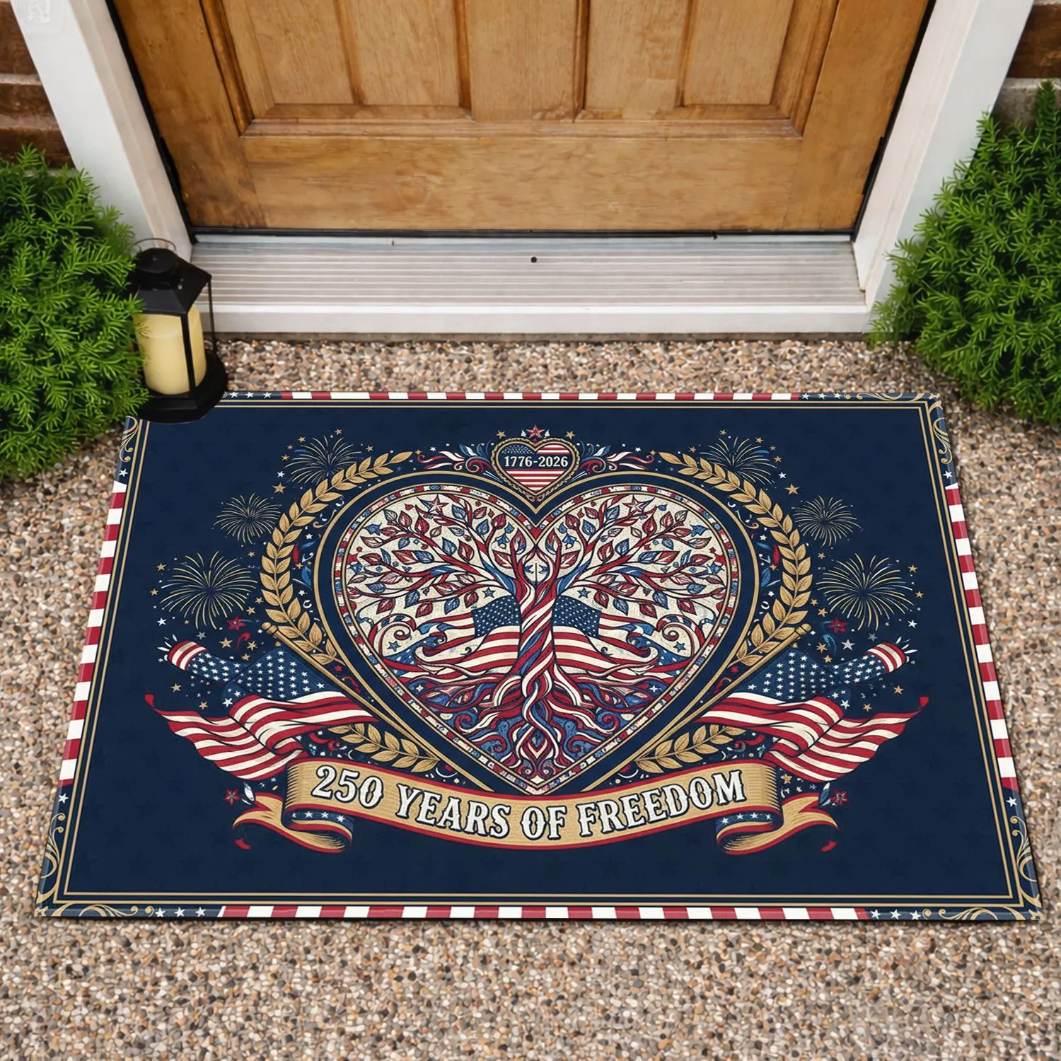 Tree of Liberty Heart 1776-2026 - USA 250th Anniversary Patriotic Gift for Veterans Doormat - 1