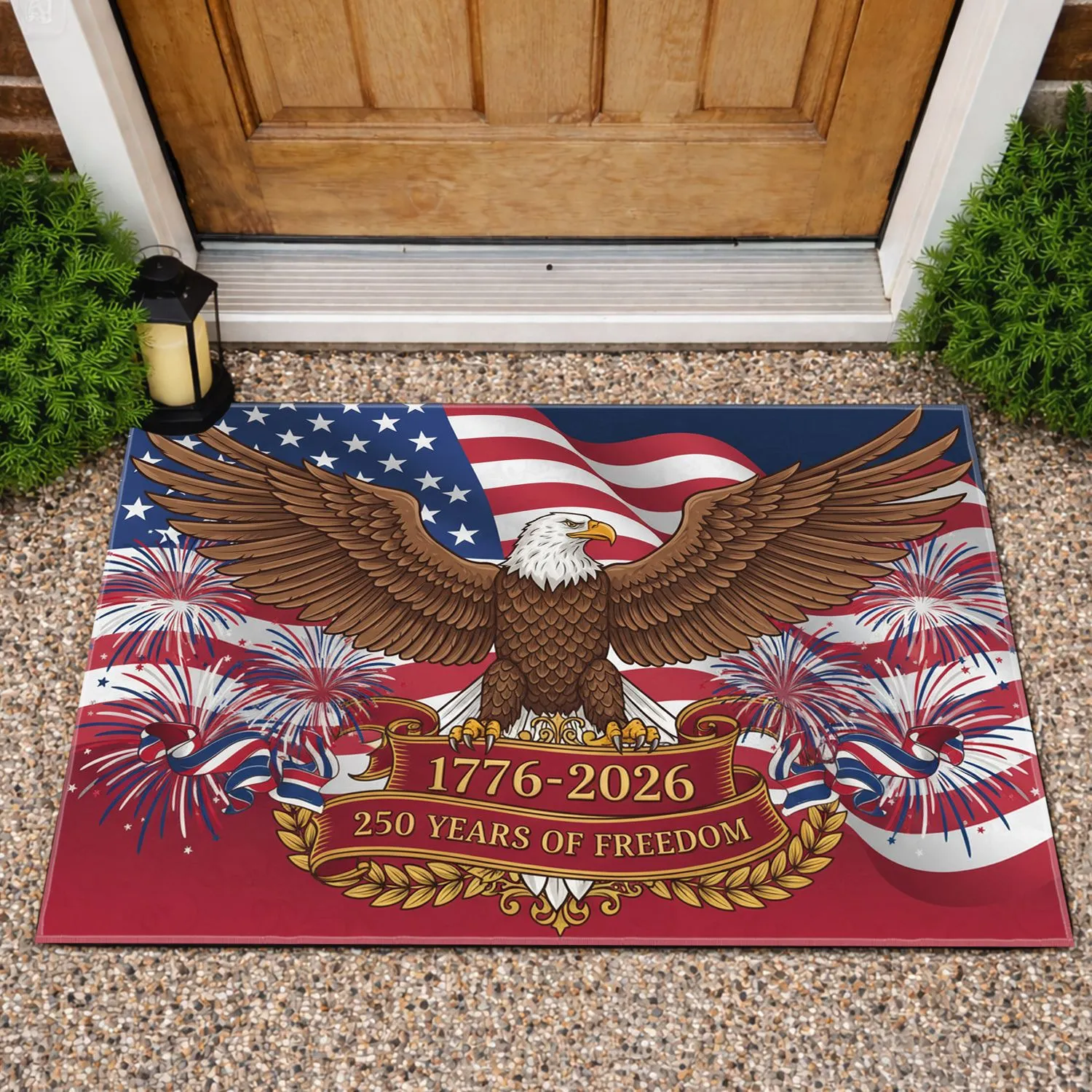 Bald Eagle American Flag 1776-2026 - USA 250th Anniversary Independence Day Freedom Display Doormat - 1