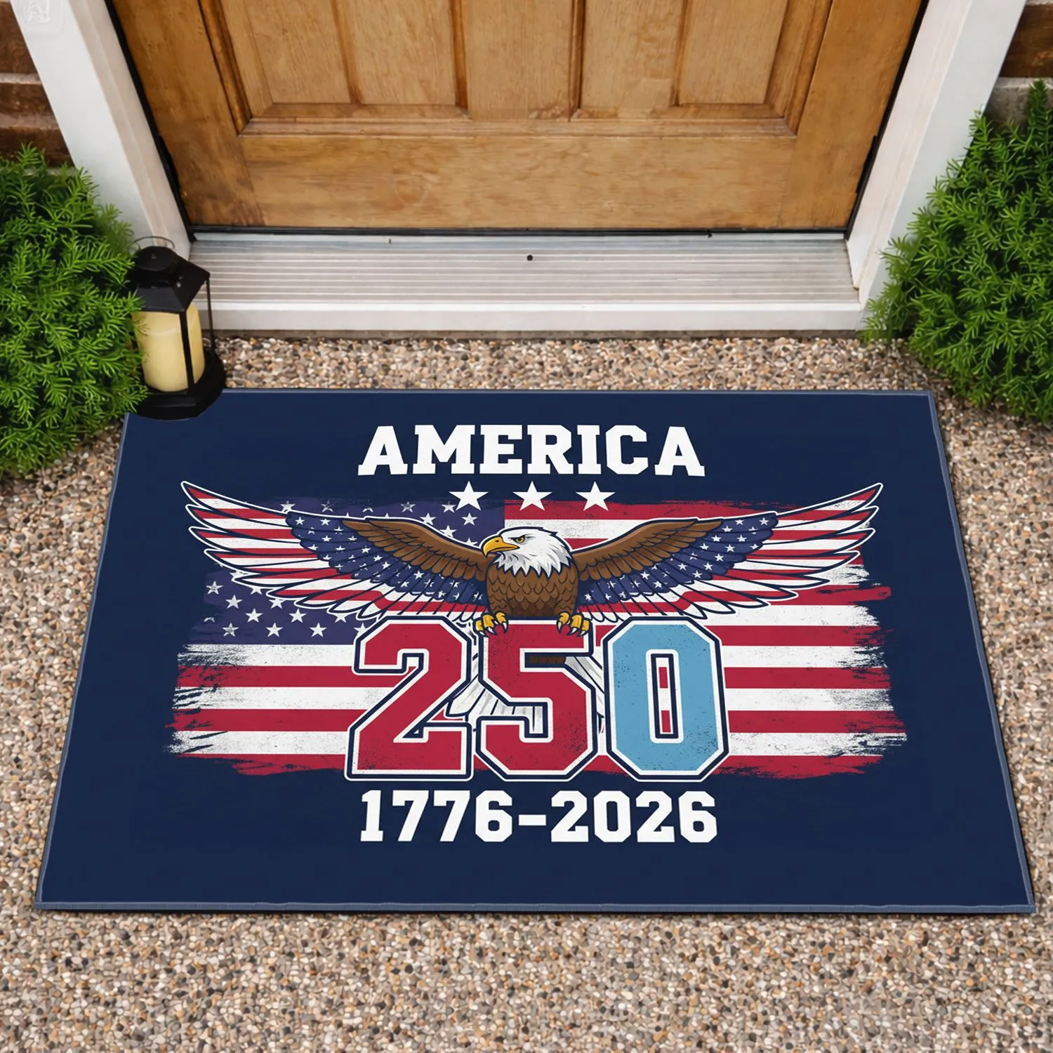 Bald Eagle American Flag 250th Anniversary 1776-2026 - USA Independence Day Decor Doormat - 1