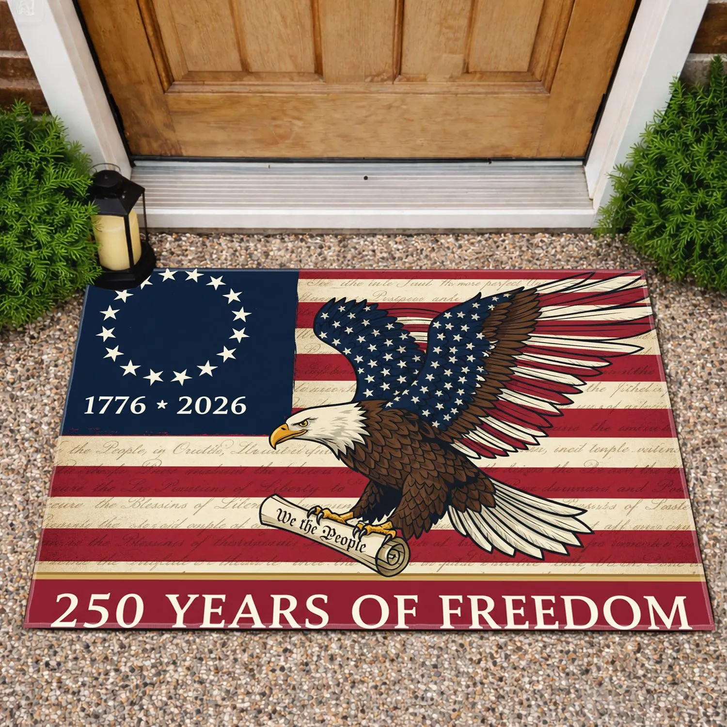 Bald Eagle American Flag We The People 1776-2026 - USA 250th Anniversary Gift for Veterans Doormat - 1