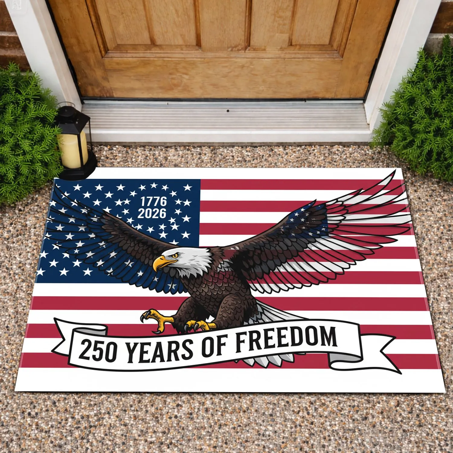 Bald Eagle American Flag 250th Anniversary - 1776-2026 USA Freedom Celebration Doormat - 1