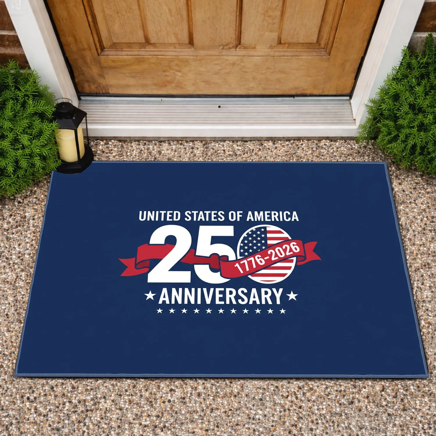 USA 250th Anniversary American Flag Emblem 1776-2026 - Patriotic Celebration Display Doormat - 1