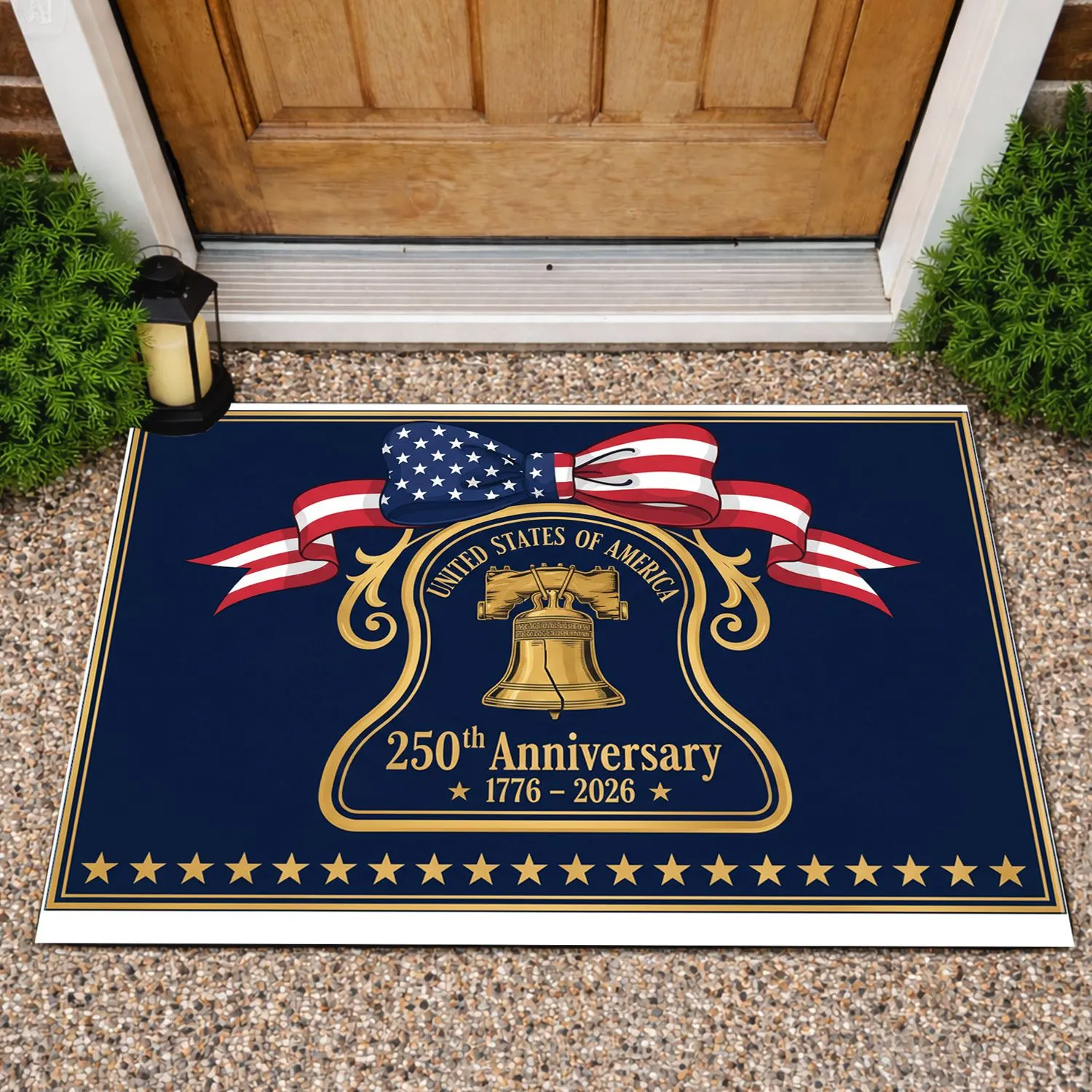 Liberty Bell American Flag Bow 1776-2026 - USA 250th Anniversary National Celebration Doormat - 1