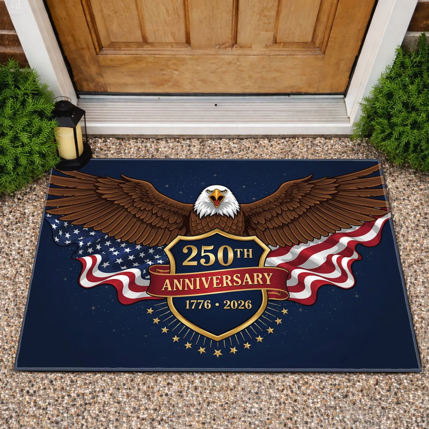 Bald Eagle American Flag 1776-2026 Liberty Shield - USA 250th Anniversary Patriotic Doormat - 1