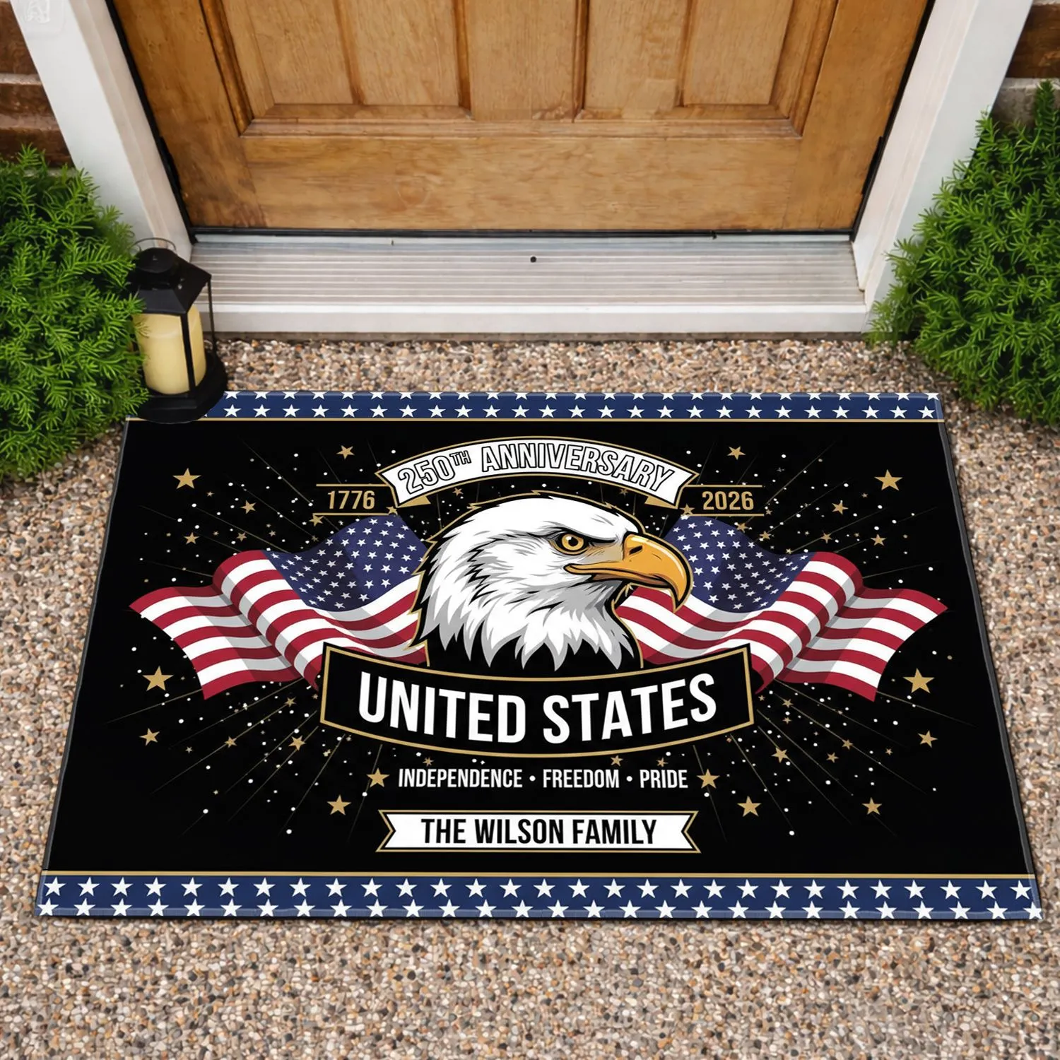 Bald Eagle American Flag 1776-2026 - USA 250th Anniversary Independence Freedom Doormat - 1