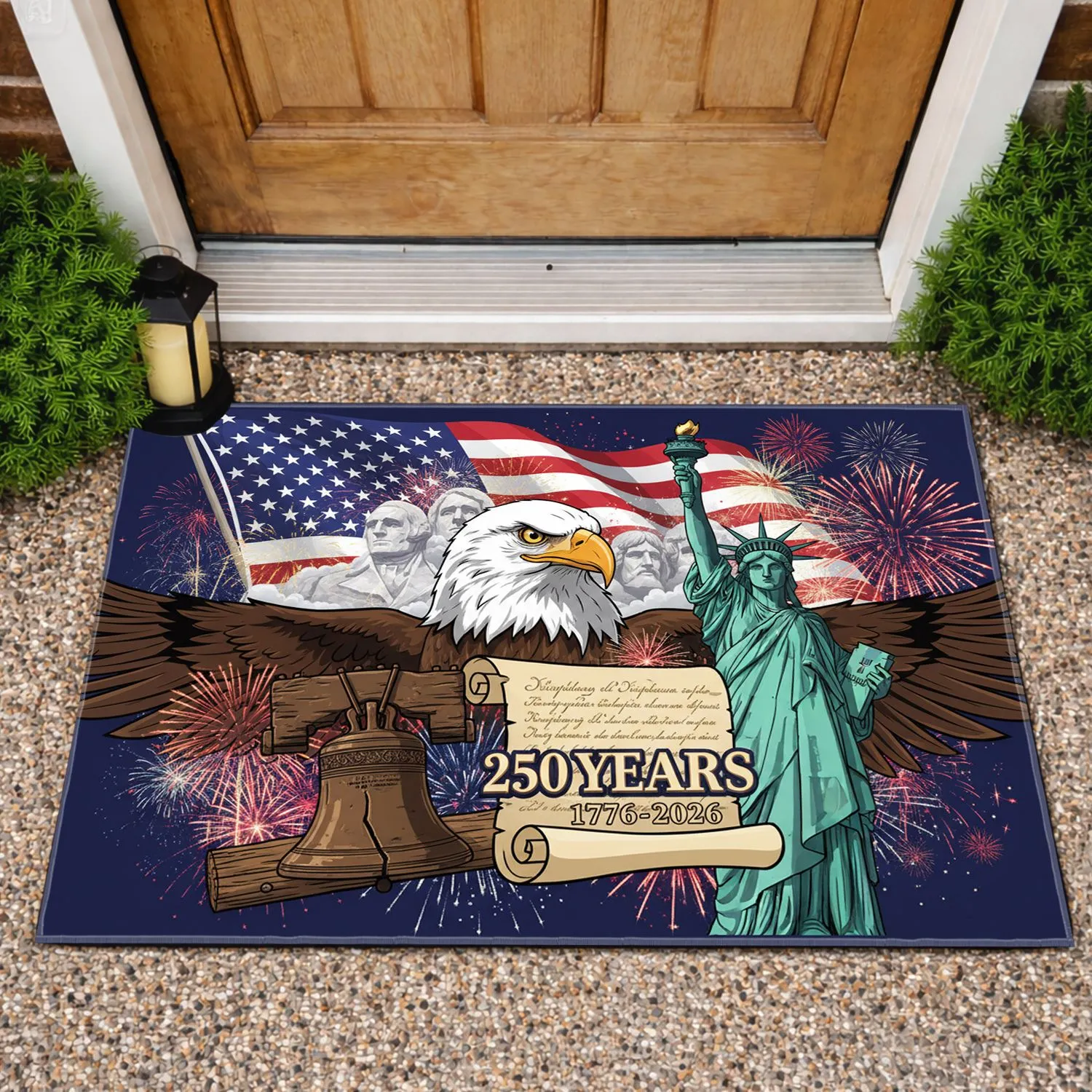 Bald Eagle American Flag Liberty Bell 1776-2026 - USA 250th Anniversary Patriotic Gift Doormat - 1