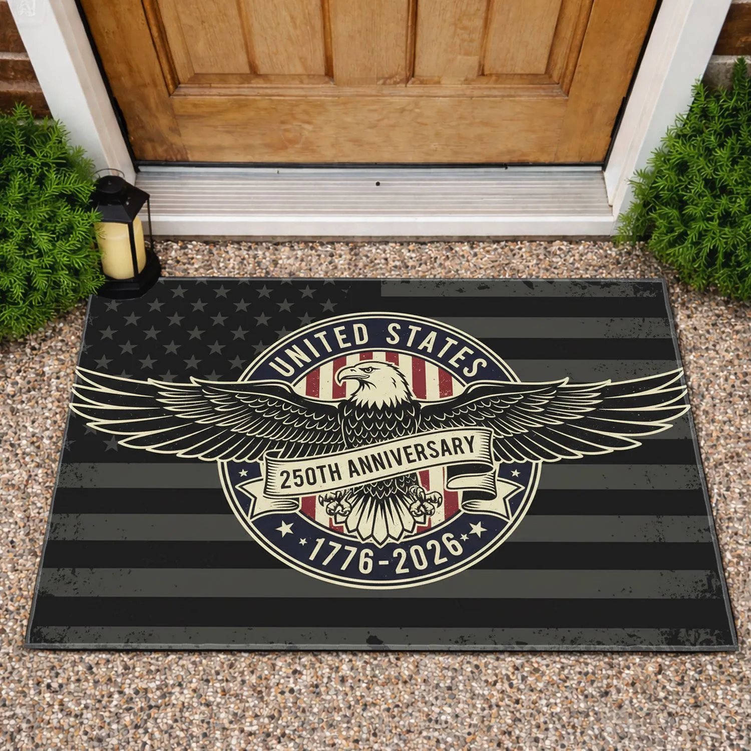 Bald Eagle Distressed American Flag 1776-2026 - USA 250th Anniversary Independence Day Gift Doormat - 1