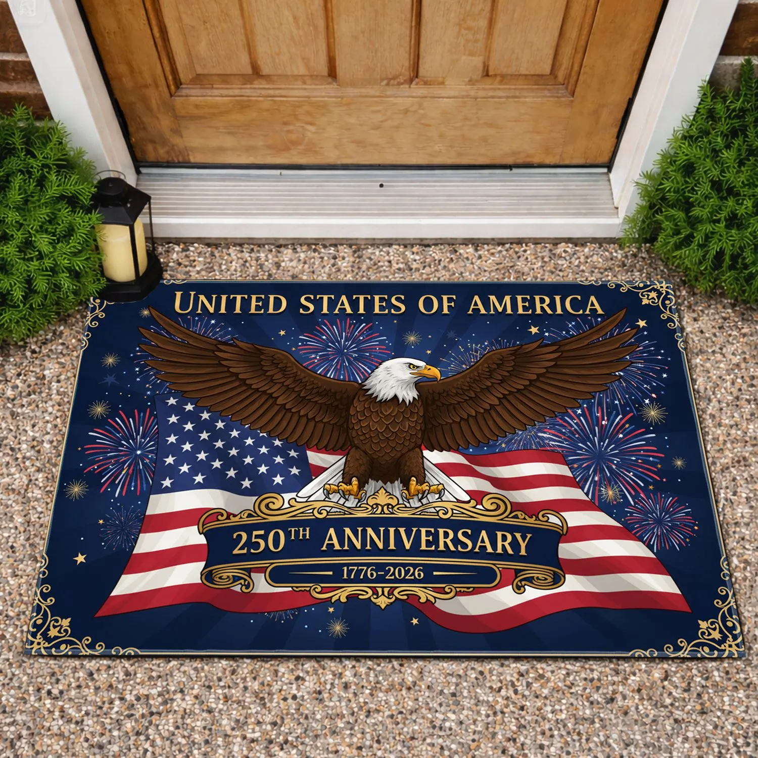 Bald Eagle American Flag 1776-2026 - USA 250th Anniversary Independence Day Gift for Dad Doormat - 1