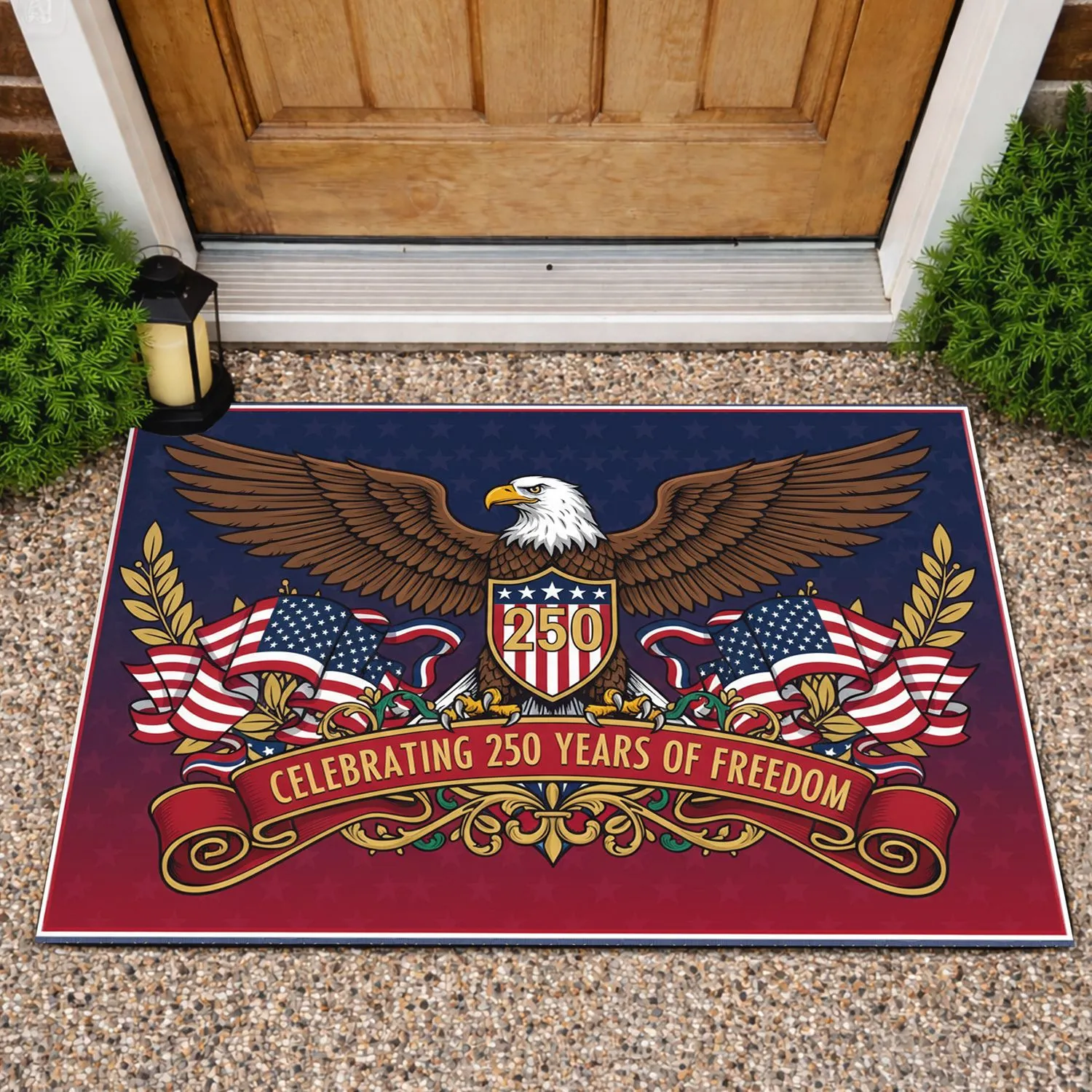 Bald Eagle American Flag 1776-2026 - USA 250th Anniversary Freedom Celebration Doormat - 1