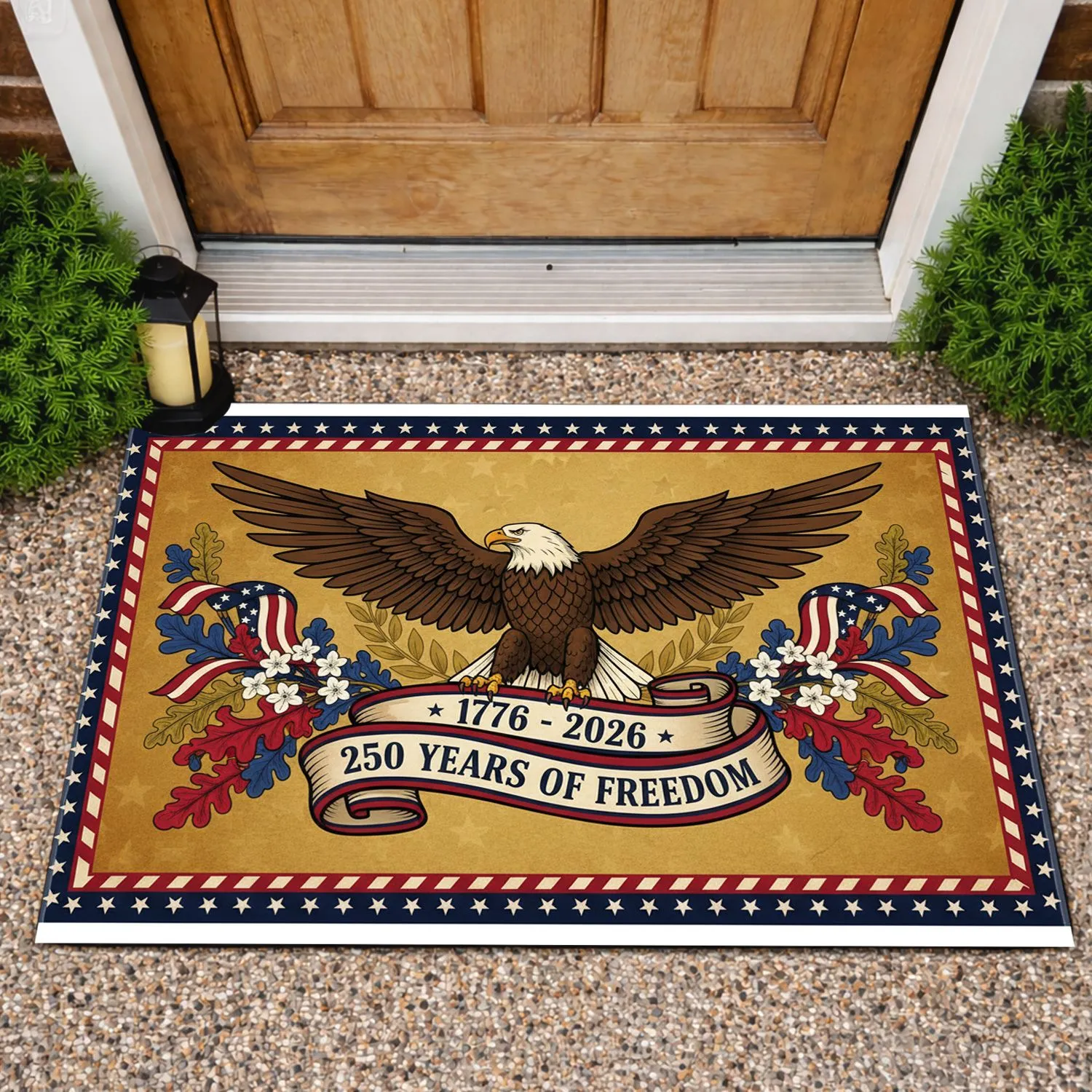 Bald Eagle American Flag 1776-2026 - USA 250th Anniversary Independence Day Heritage Doormat - 1